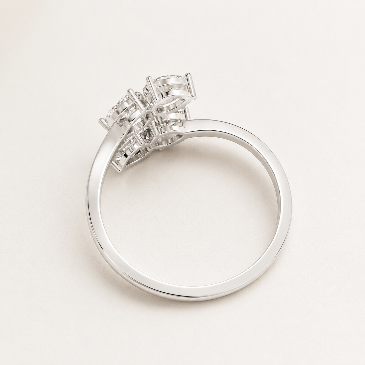 0.920 CT Pear Lab-Grown Diamond Bypass Ring in Yellow Gold, White Gold & Rose Gold - view 2