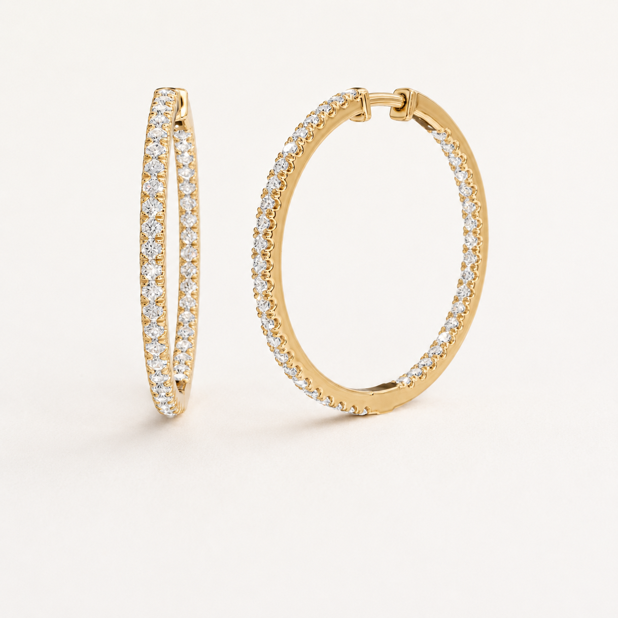 0.576 CT Round Lab-Grown Diamond Hoop Earrings in Yellow Gold, White Gold & Rose Gold