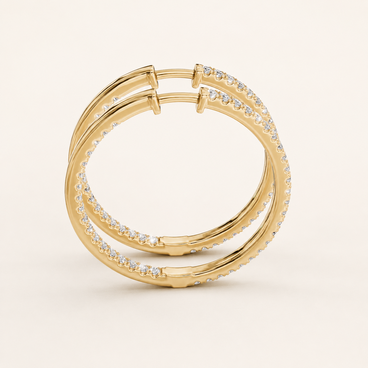 0.576 CT Round Lab-Grown Diamond Hoop Earrings in Yellow Gold, White Gold & Rose Gold - view 2