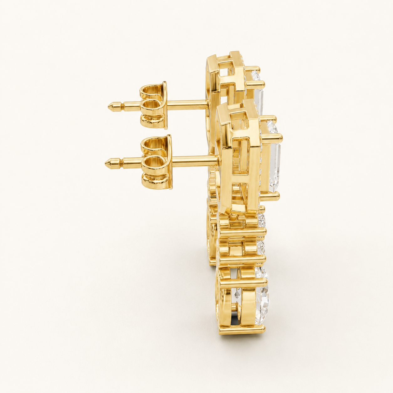 1.48 CT Oval Lab-Grown Diamond Drop Earrings in Yellow Gold, White Gold & Rose Gold - view 2