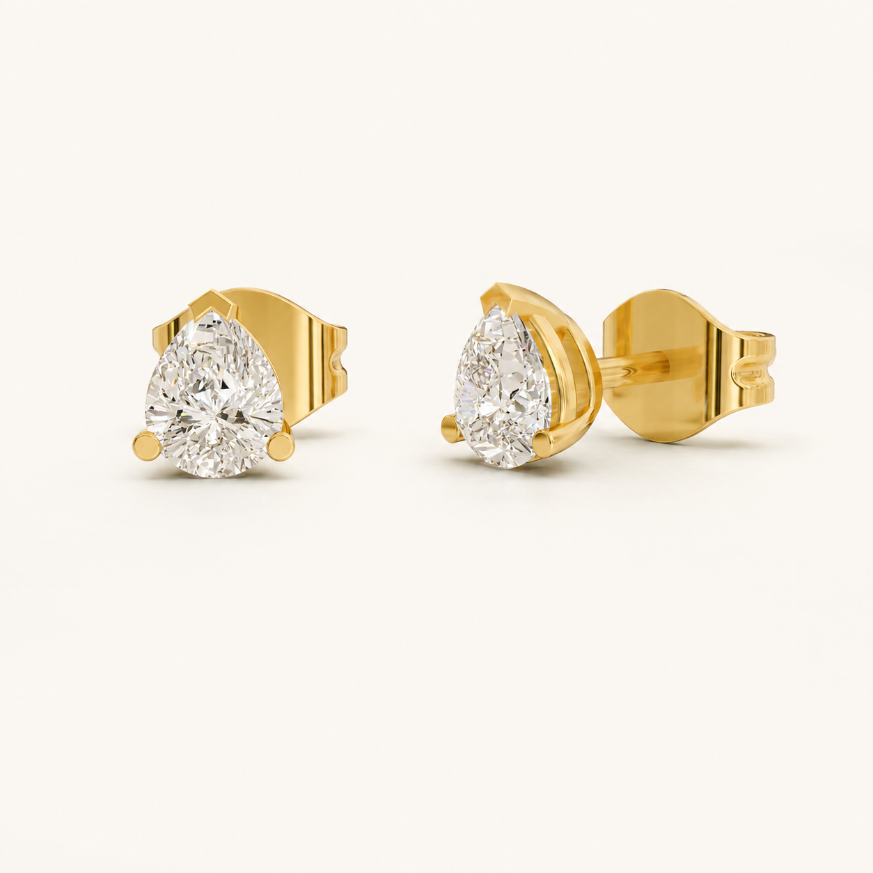 0.800 CT Pear Lab-Grown Diamond Stud Earrings in Yellow Gold, White Gold & Rose Gold