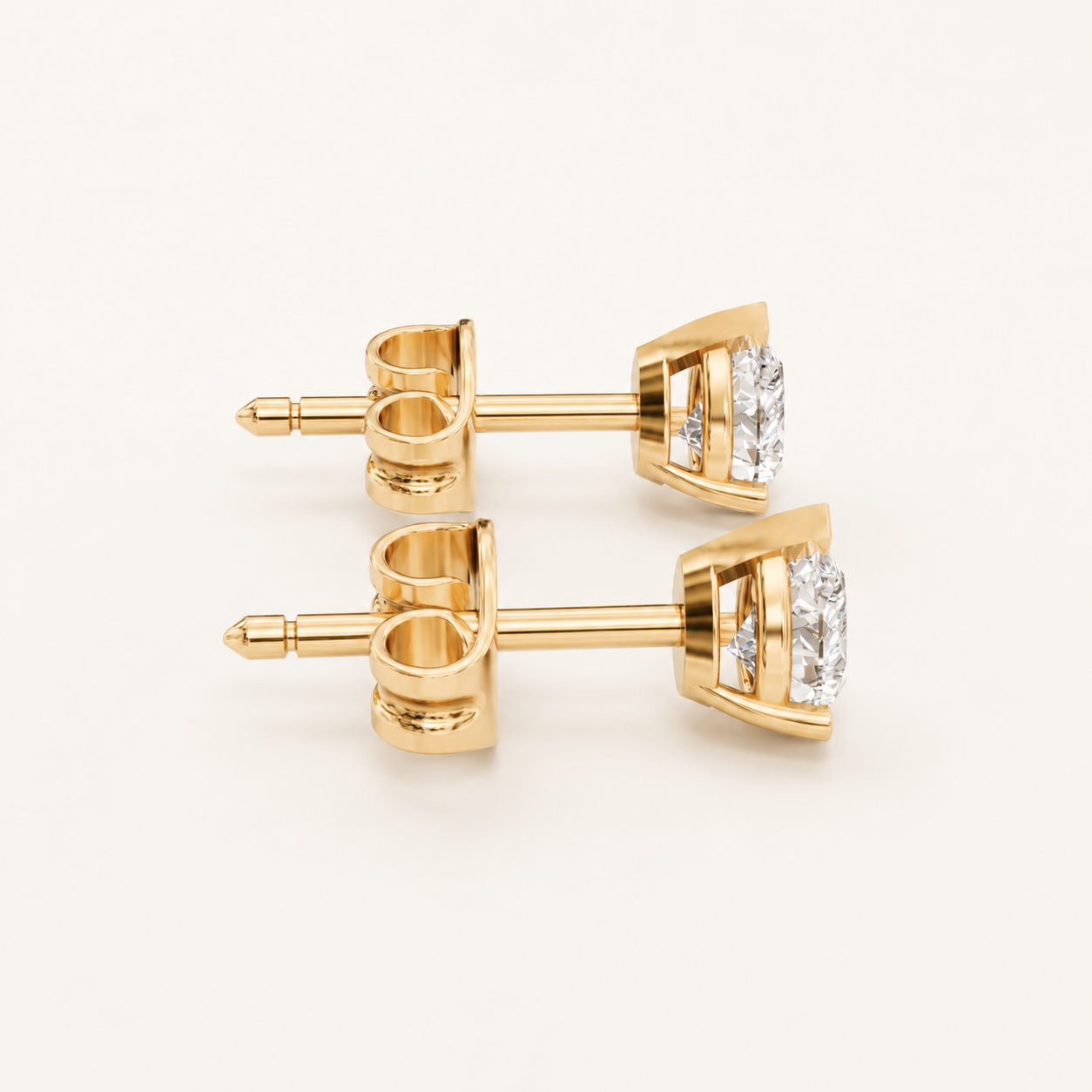 0.800 CT Pear Lab-Grown Diamond Stud Earrings in Yellow Gold, White Gold & Rose Gold - view 2