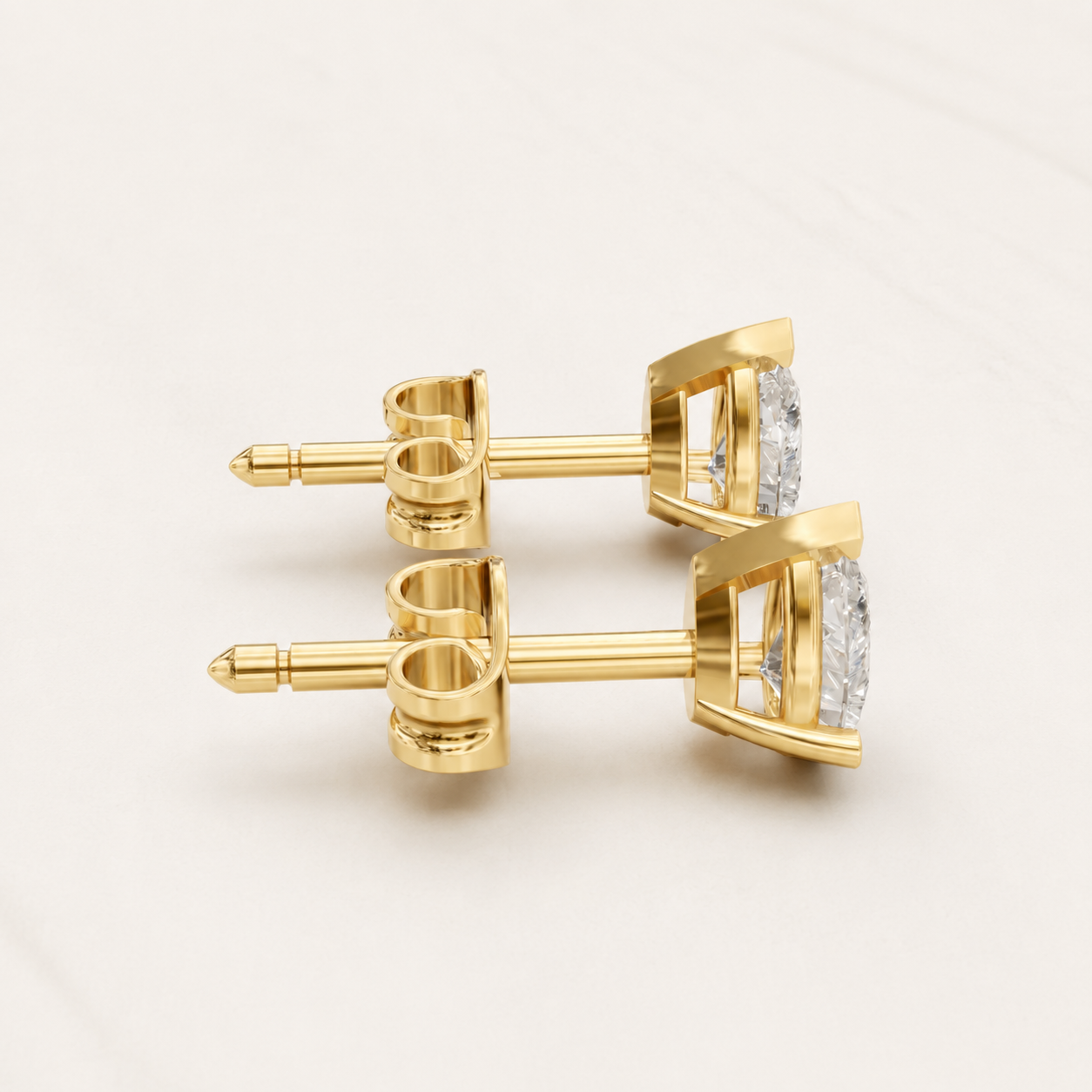 0.500 CT Pear Lab-Grown Diamond Stud Earrings in Yellow Gold, White Gold & Rose Gold - view 2
