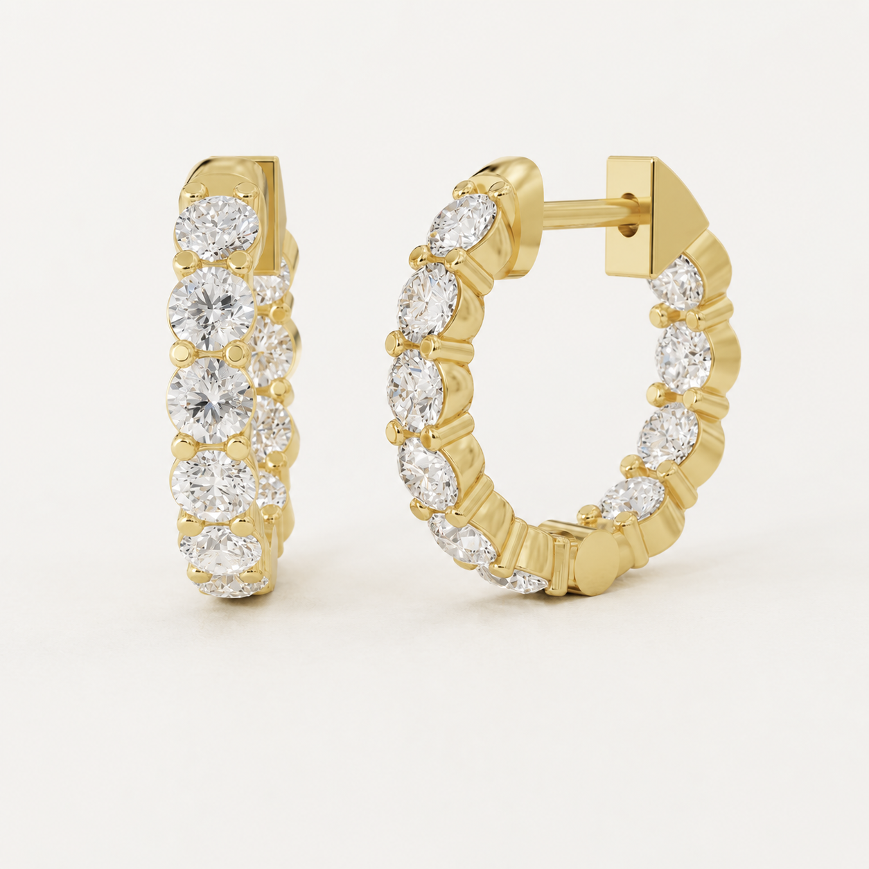 1.80 CT Round Lab-Grown Diamond Hoop Earrings in Yellow Gold, White Gold & Rose Gold