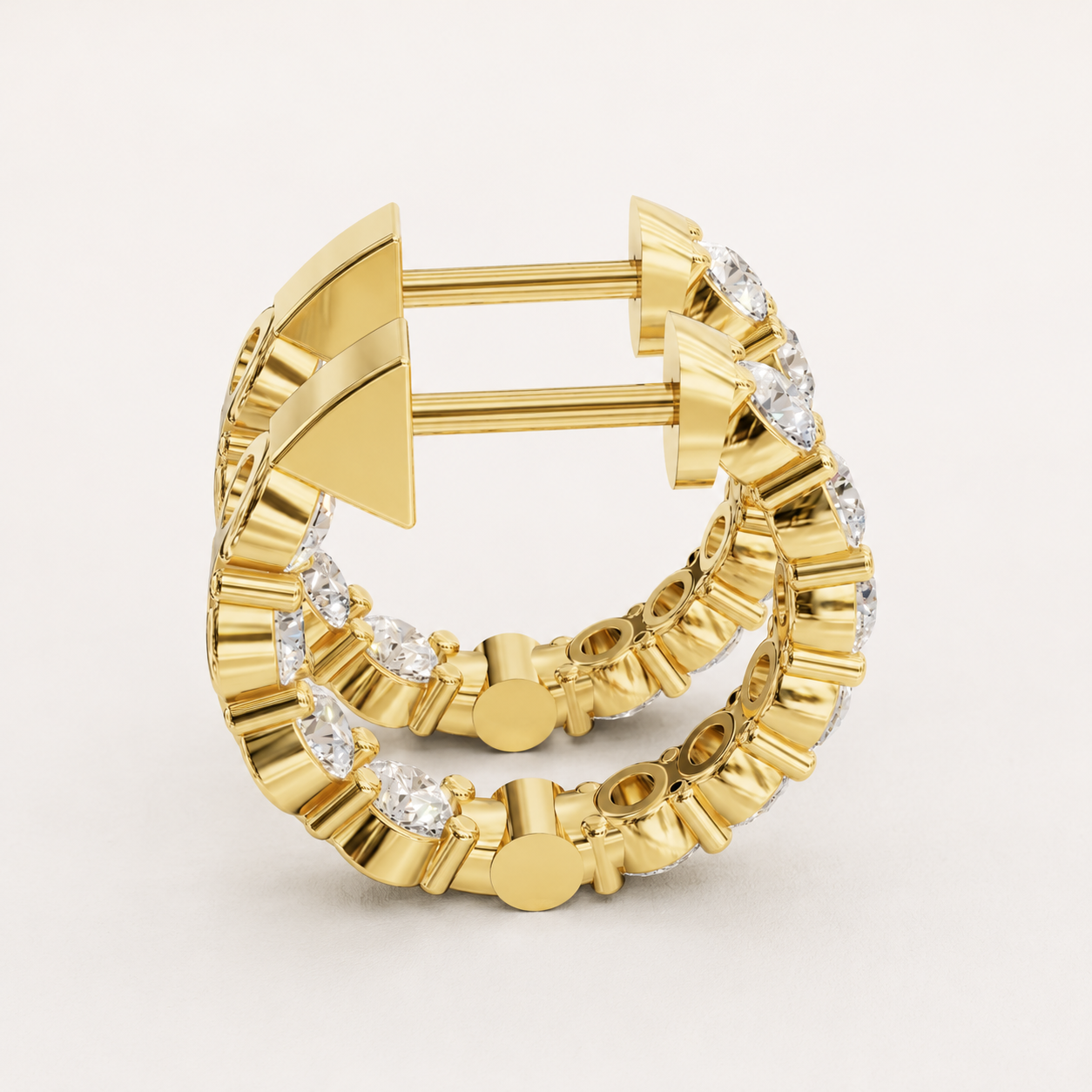 1.80 CT Round Lab-Grown Diamond Hoop Earrings in Yellow Gold, White Gold & Rose Gold - view 2