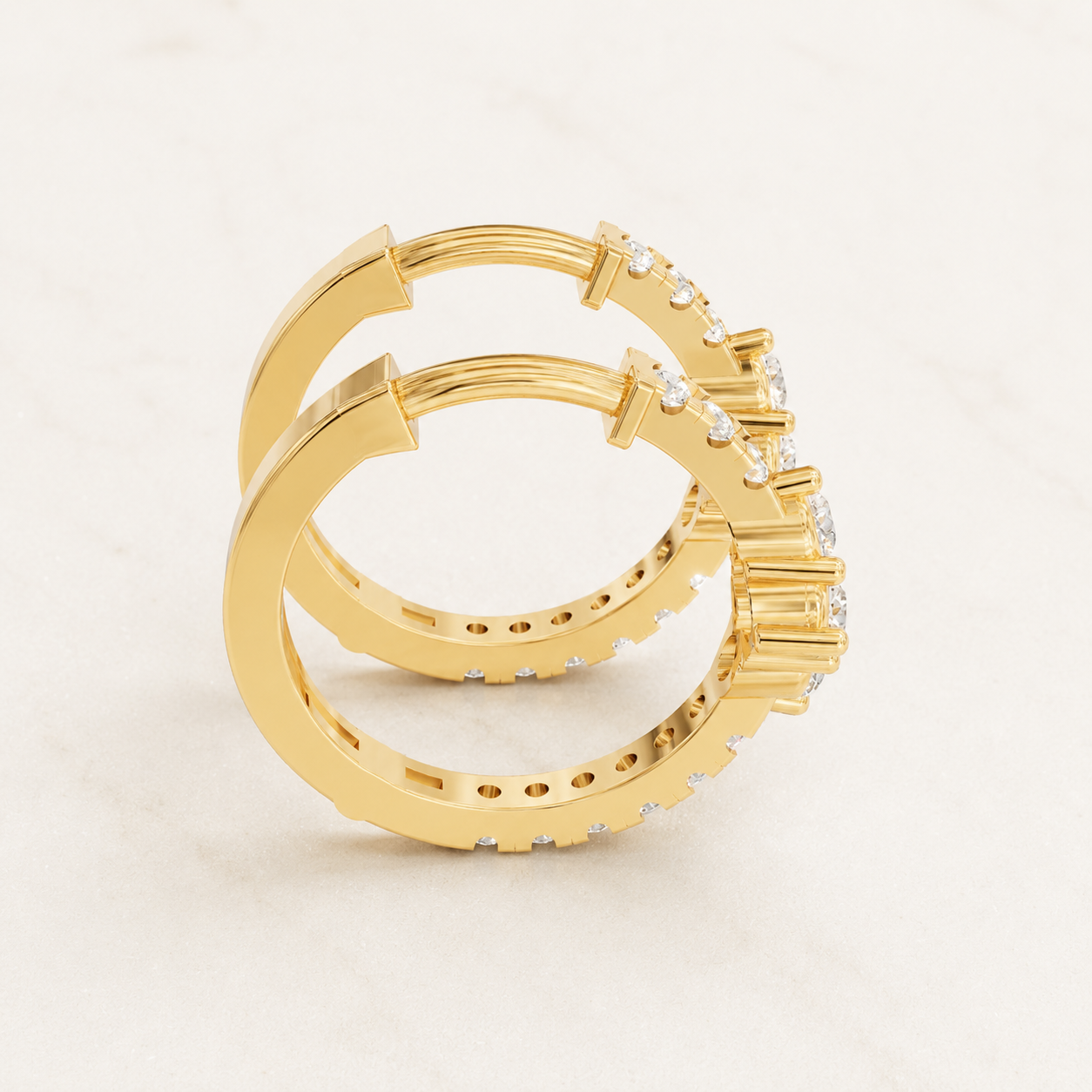 0.320 CT Round Lab-Grown Diamond Floral Hoop Earrings in Yellow Gold, White Gold & Rose Gold - view 2