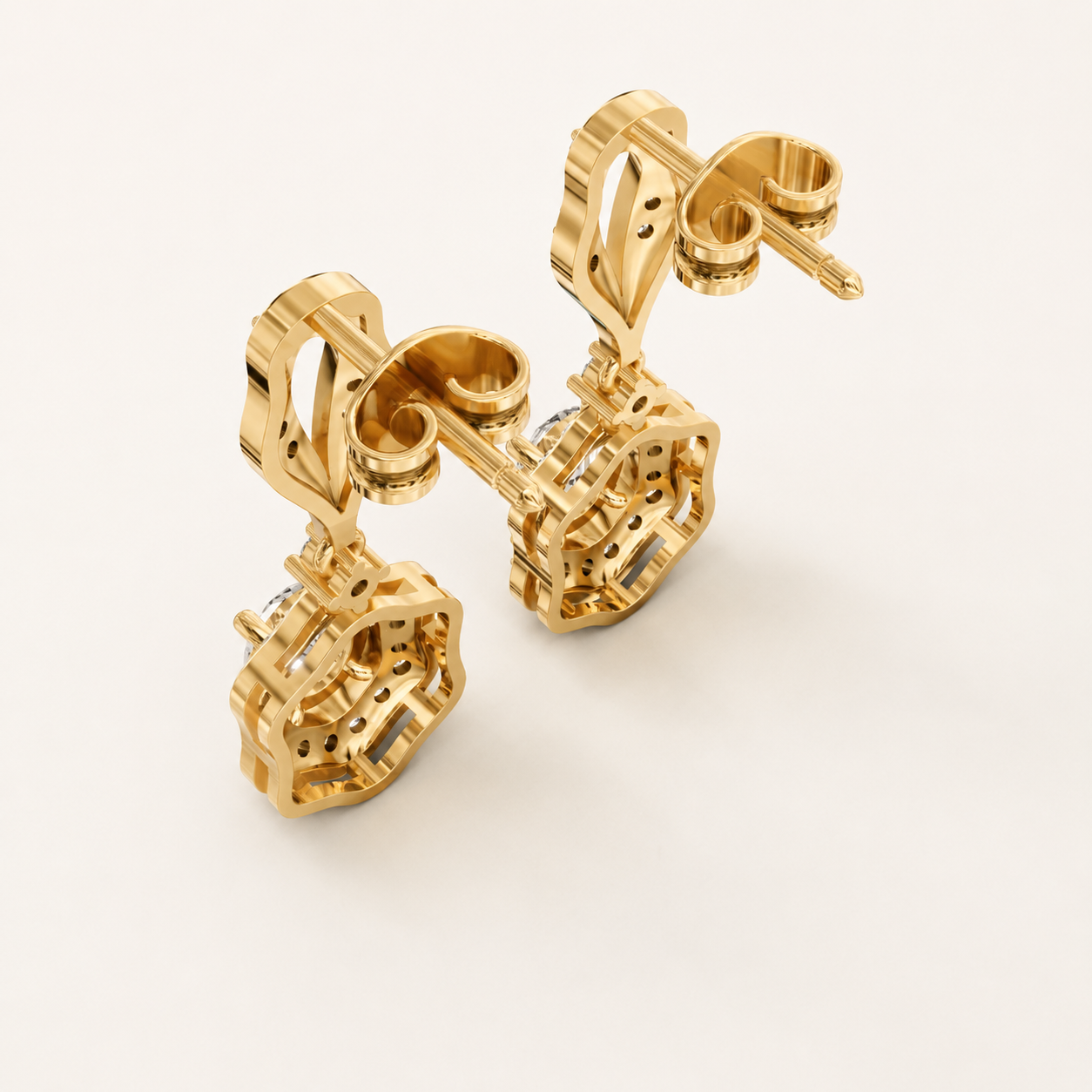 0.900 CT Oval Lab-Grown Diamond Drop Earrings in Yellow Gold, White Gold & Rose Gold - view 2