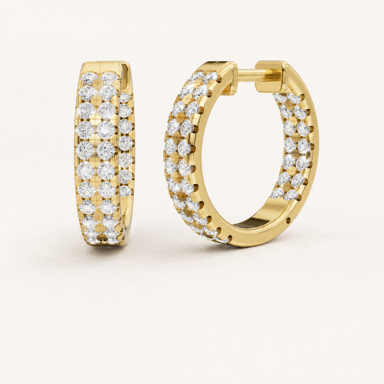 0.720 CT Round Lab-Grown Diamond Hoop Earrings in White Gold, Yellow Gold & Rose Gold
