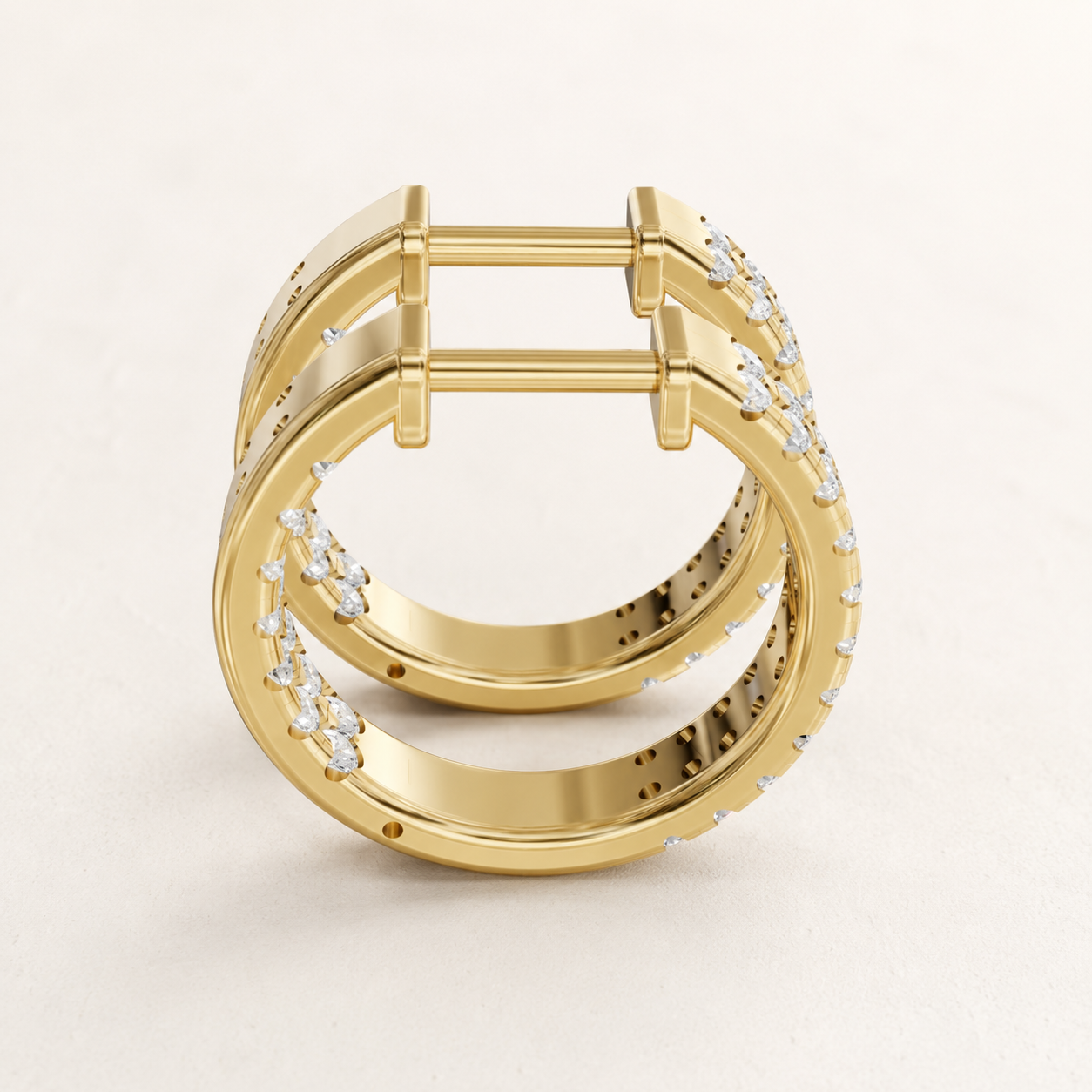 0.720 CT Round Lab-Grown Diamond Hoop Earrings in White Gold, Yellow Gold & Rose Gold - view 2
