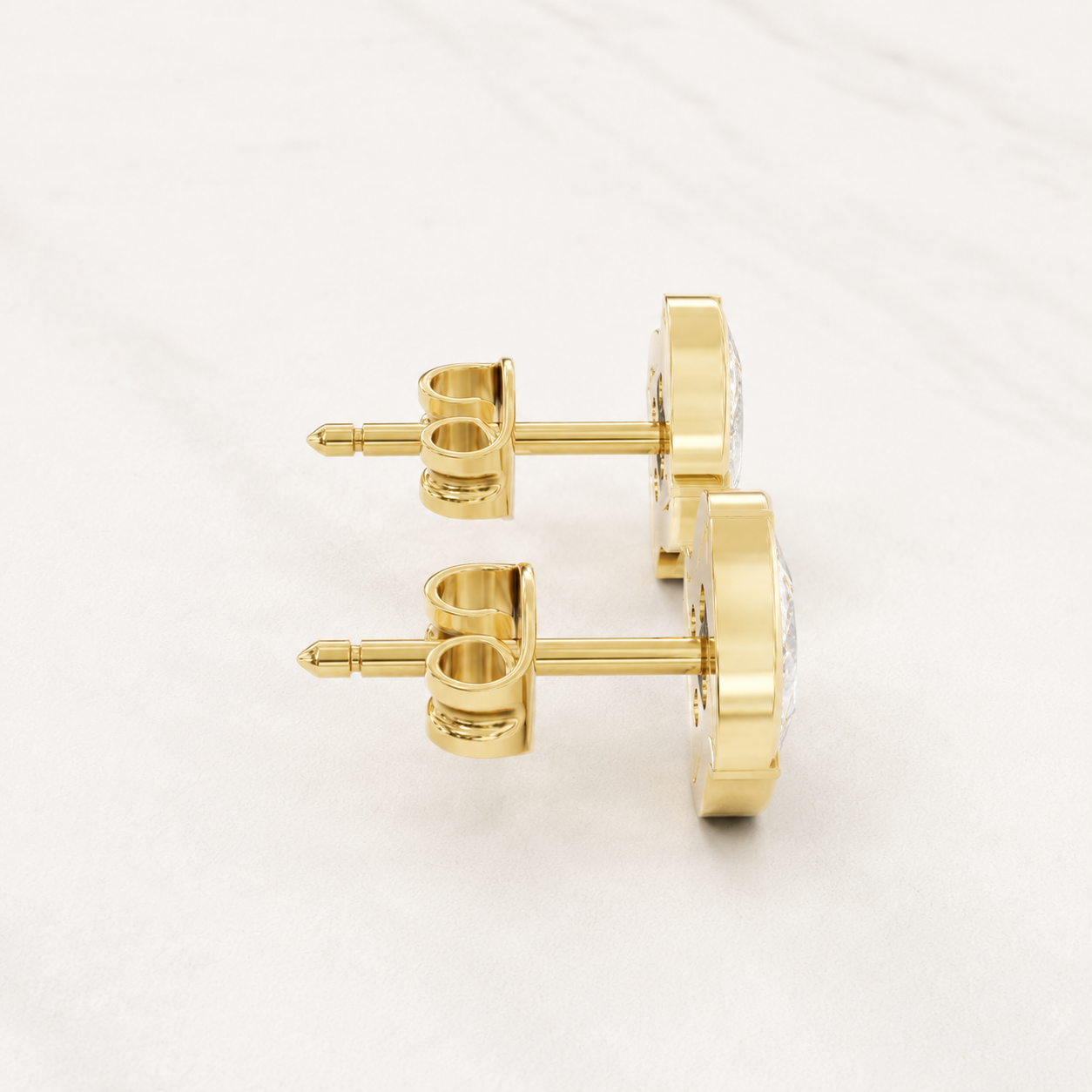 0.320 CT Round Lab-Grown Diamond Floral Stud Earrings in White Gold, Yellow Gold & Rose Gold - view 2