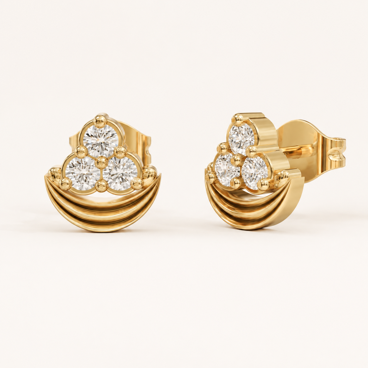 0.360 CT Round Lab-Grown Diamond Cluster Stud Earrings in White Gold, Yellow Gold & Rose Gold