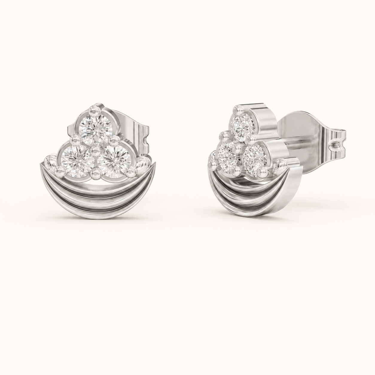 0.360 CT Round Lab-Grown Diamond Cluster Stud Earrings in White Gold, Yellow Gold & Rose Gold - view 2