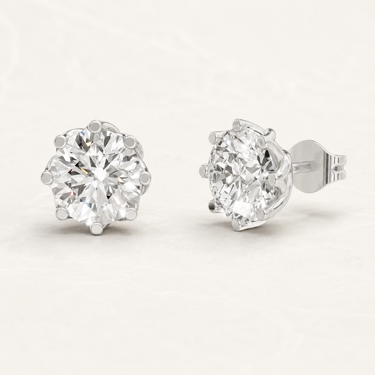 3.90 CT Round Lab-Grown Diamond Solitaire Stud Earrings in White Gold, Yellow Gold & Rose Gold - view 2