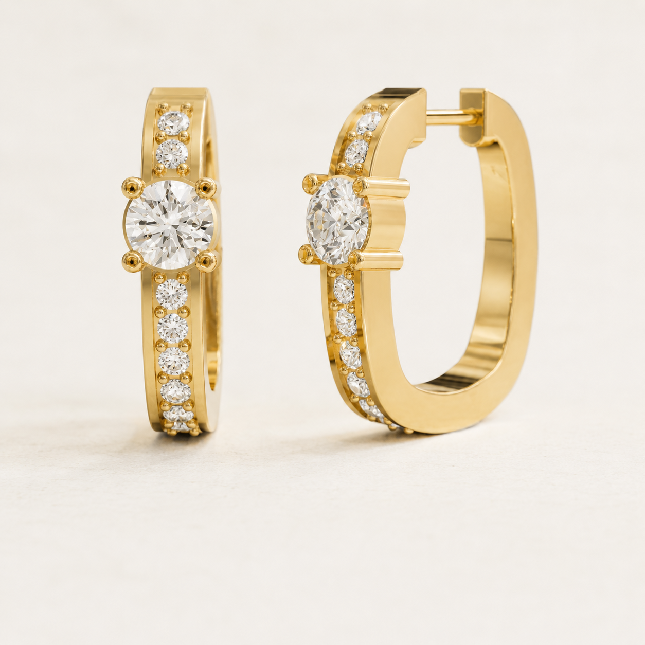 0.480 CT Round Lab-Grown Diamond Solitaire Hoop Earrings in White Gold, Yellow Gold & Rose Gold