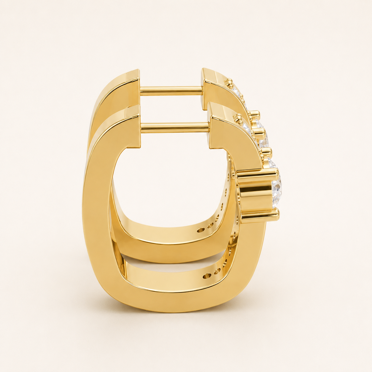 0.480 CT Round Lab-Grown Diamond Solitaire Hoop Earrings in White Gold, Yellow Gold & Rose Gold - view 2