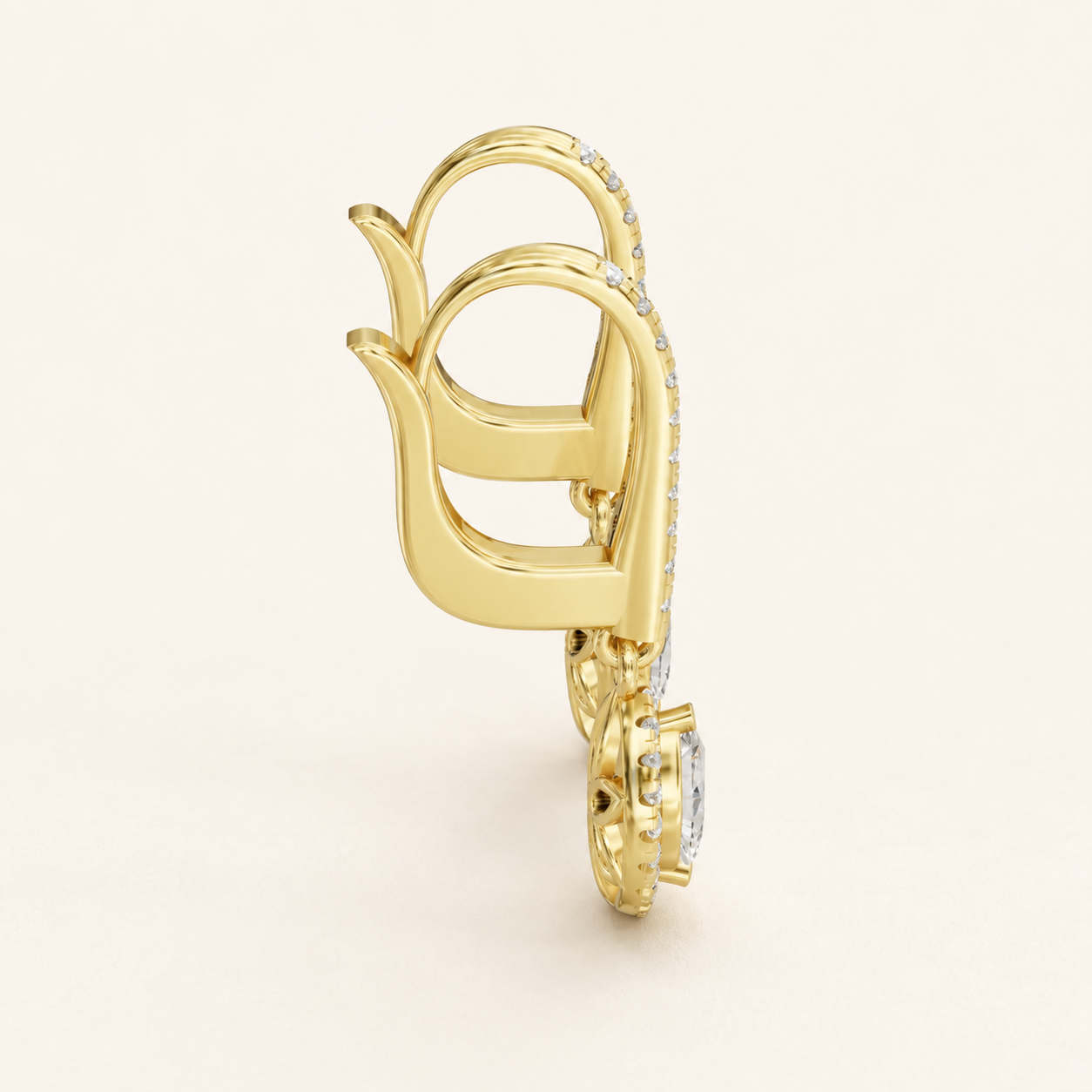 0.700 CT Marquise Lab-Grown Diamond Halo Drop Earrings in White Gold, Yellow Gold & Rose Gold - view 2