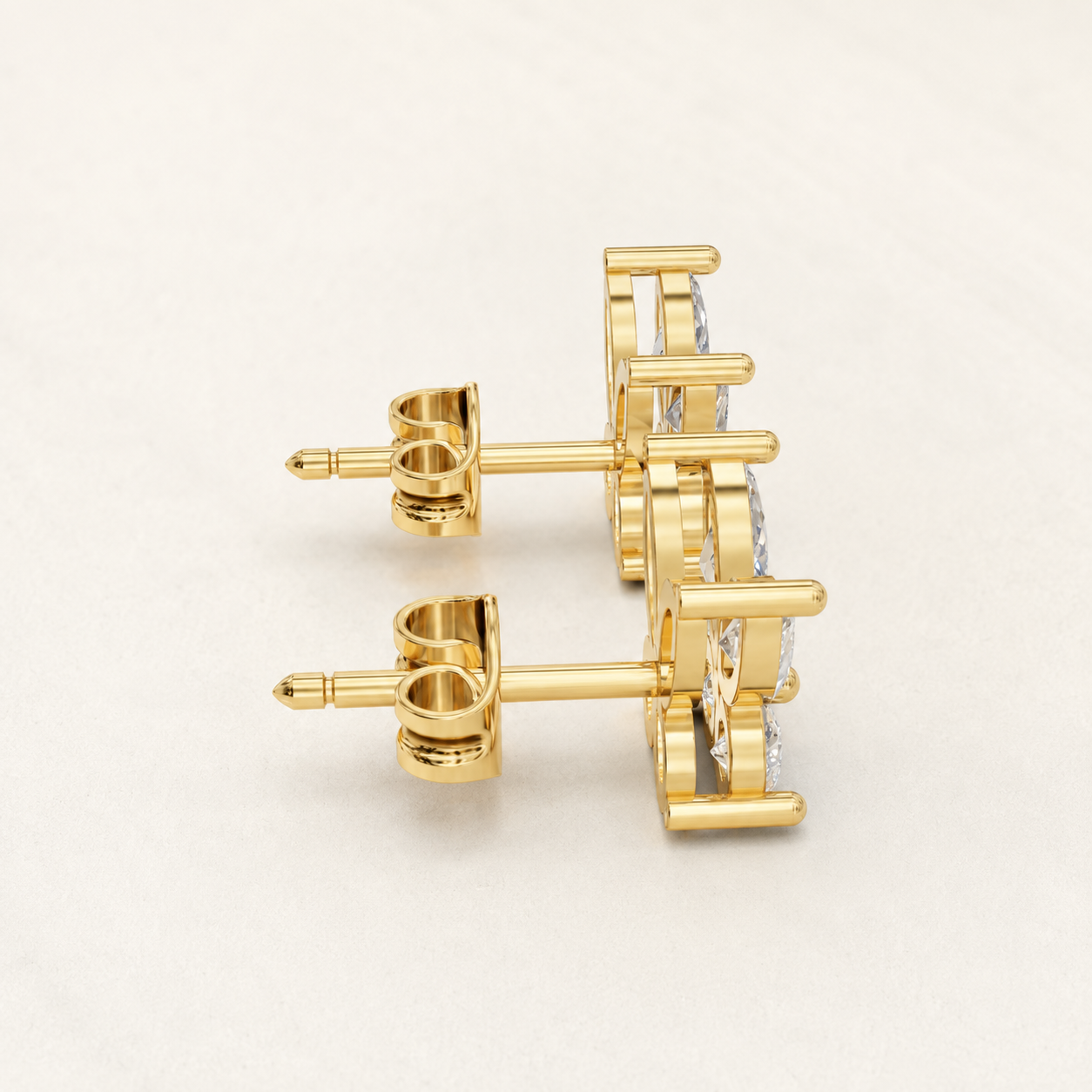 1.40 CT Marquise & Round Lab-Grown Diamond Butterfly Stud Earrings in White Gold, Yellow Gold & Rose Gold - view 2