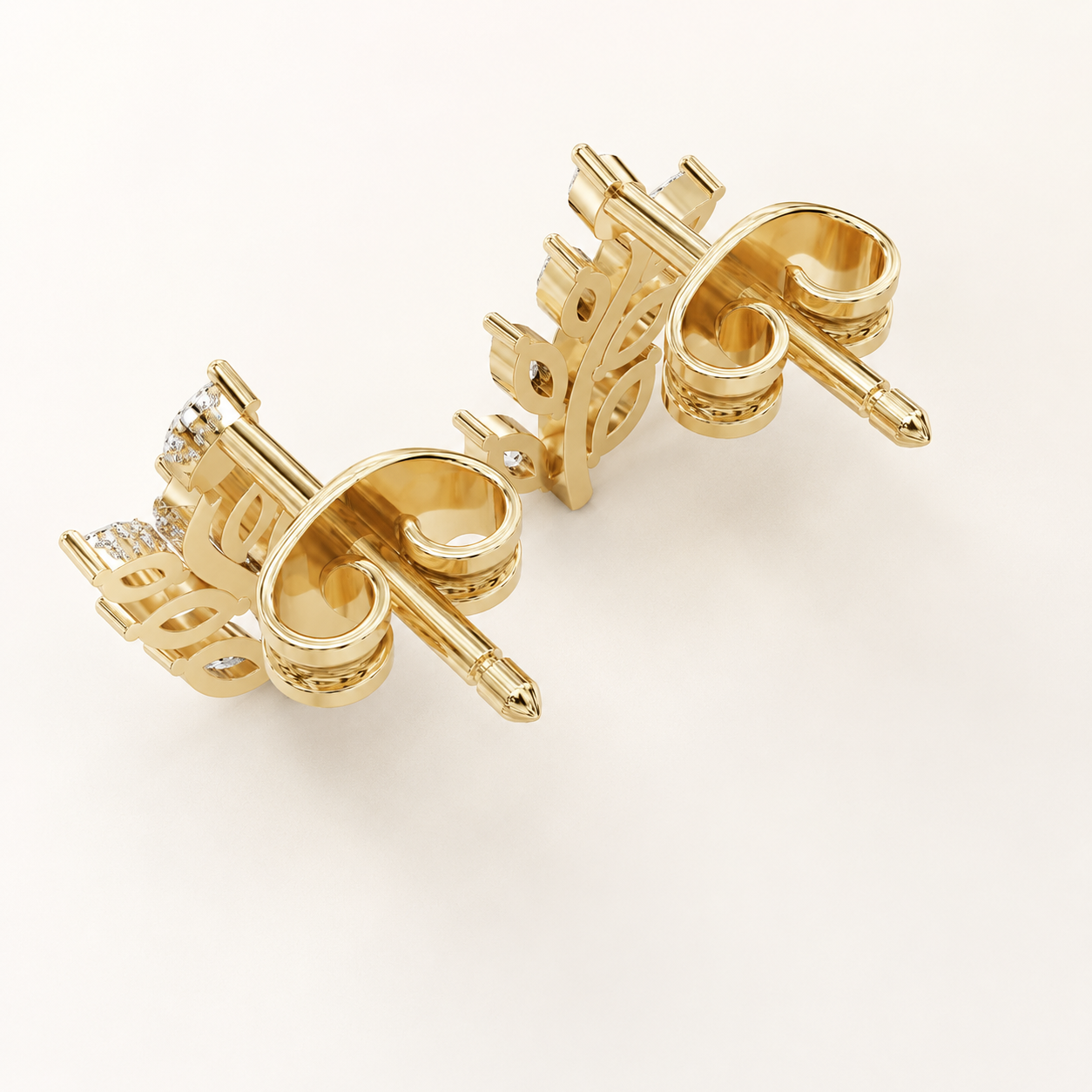 0.350 CT Marquise Lab-Grown Diamond Leaf Stud Earrings in White Gold, Yellow Gold & Rose Gold - view 2