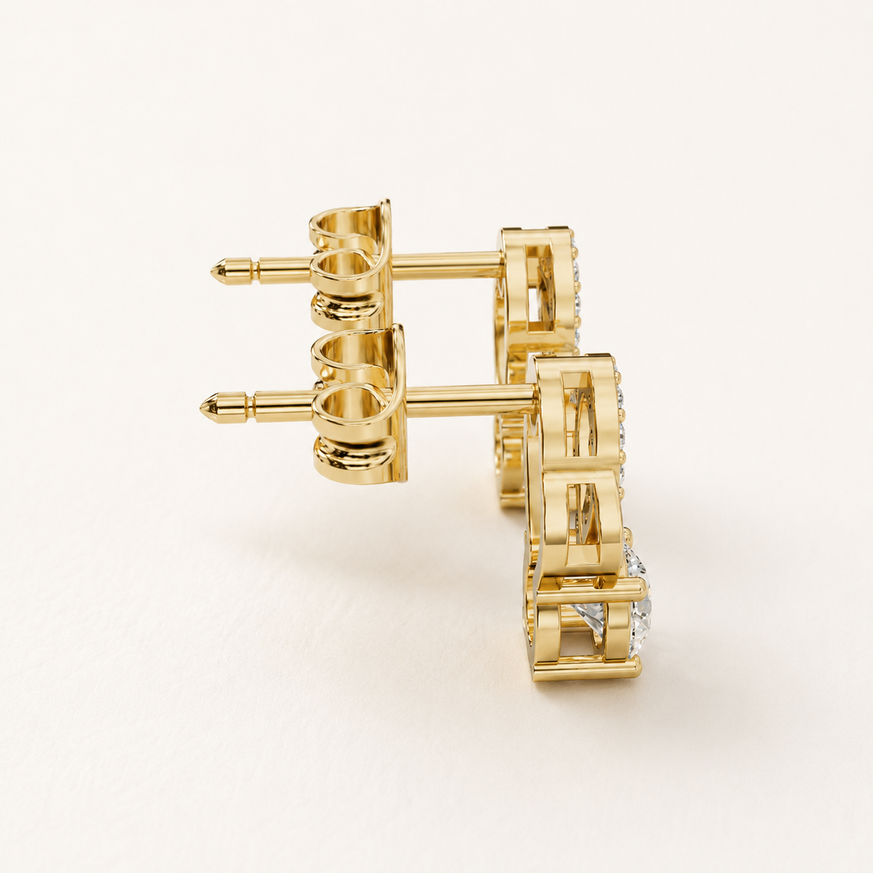 0.540 CT Round Lab-Grown Diamond Swirl Stud Earrings in White Gold, Yellow Gold & Rose Gold - view 2