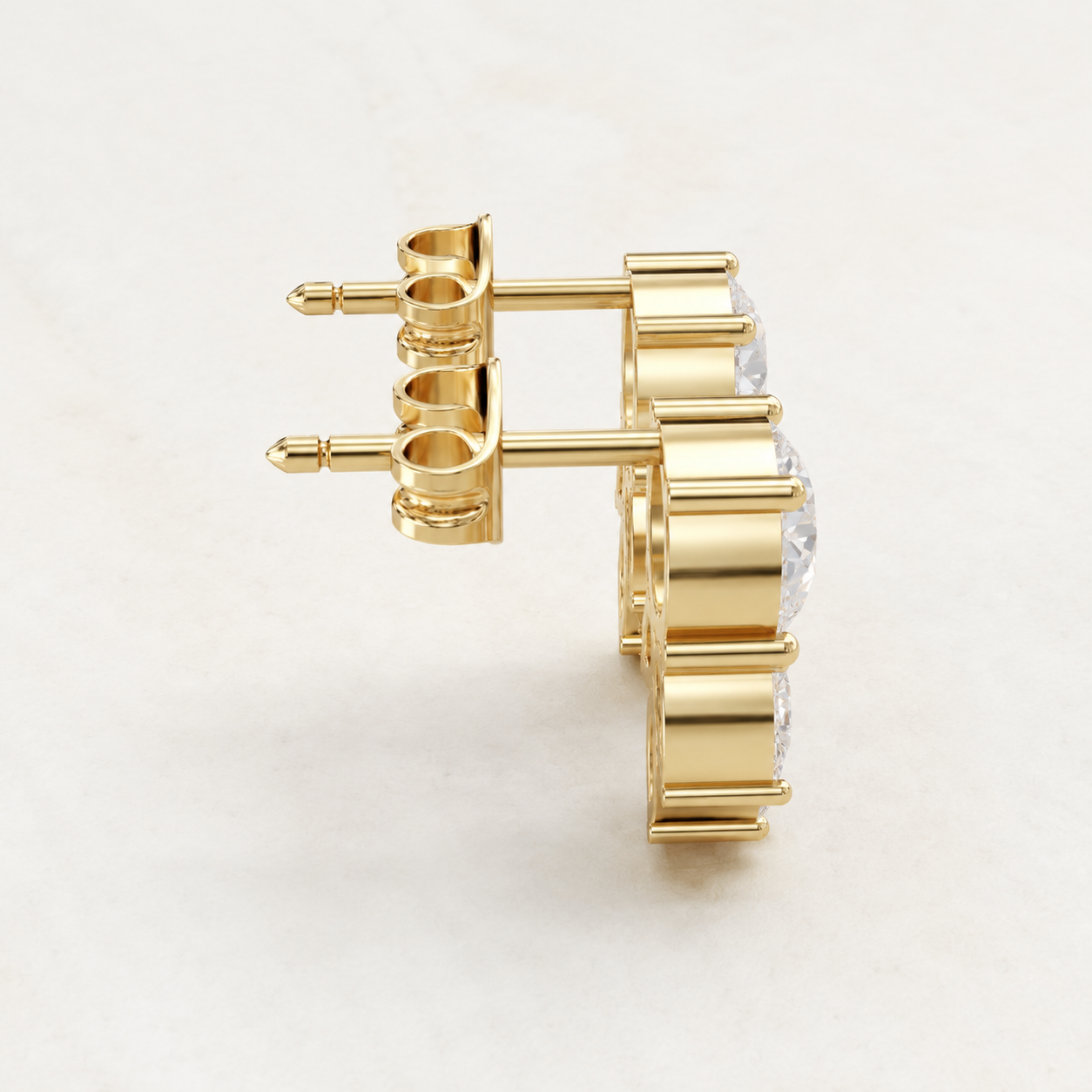 1.68 CT Round & Marquise Lab-Grown Diamond Floral Drop Stud Earrings in White Gold, Yellow Gold & Rose Gold - view 2