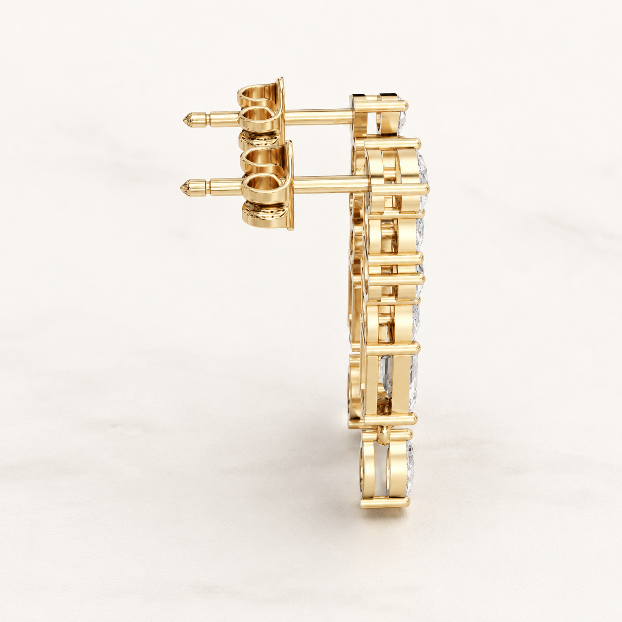 0.760 CT Emerald & Marquise Lab-Grown Diamond Drop Earrings in White Gold, Yellow Gold & Rose Gold - view 2