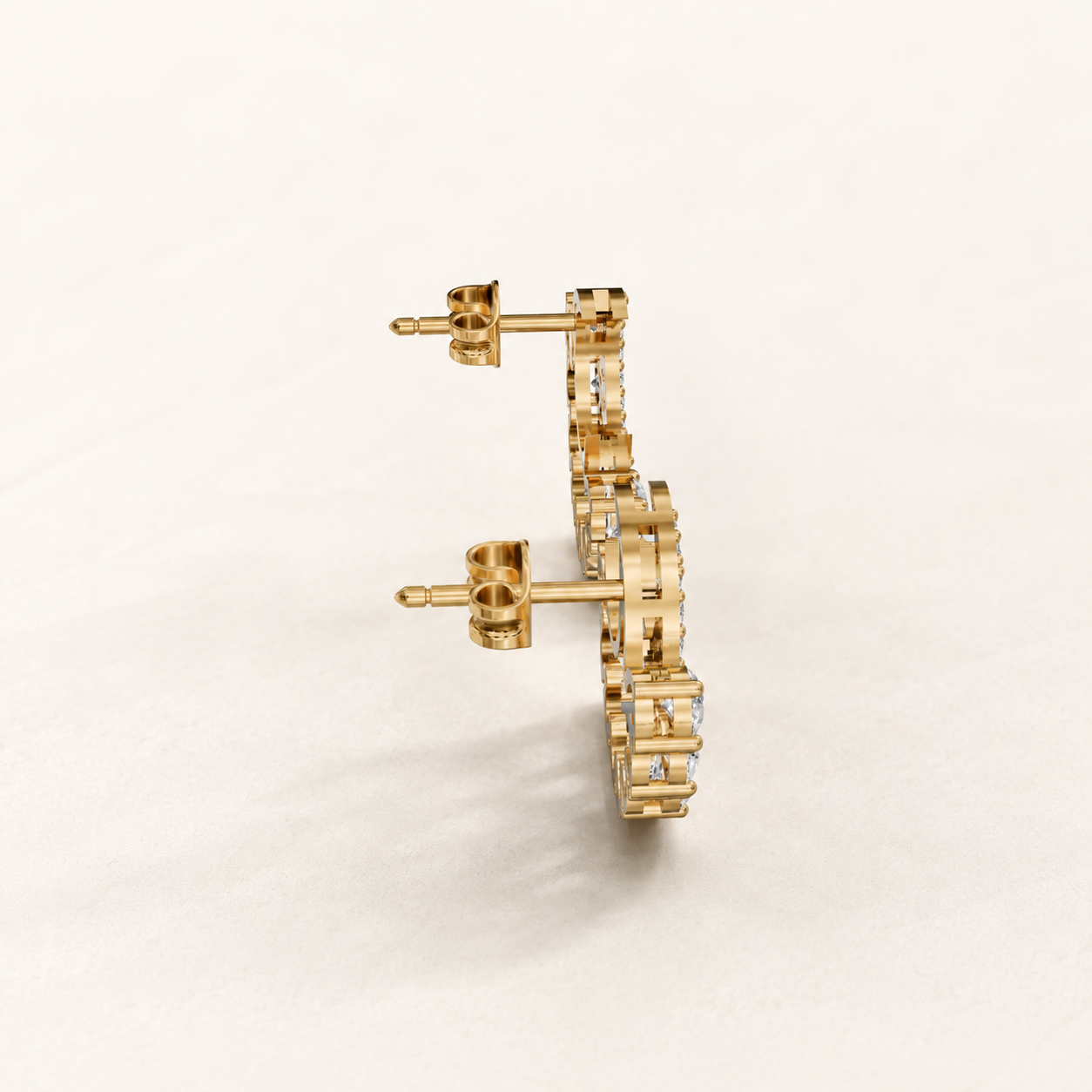 2.88 CT Pear-Cut Lab-Grown Diamond Crescent Moon Stud Earrings in White Gold, Yellow Gold & Rose Gold - view 2