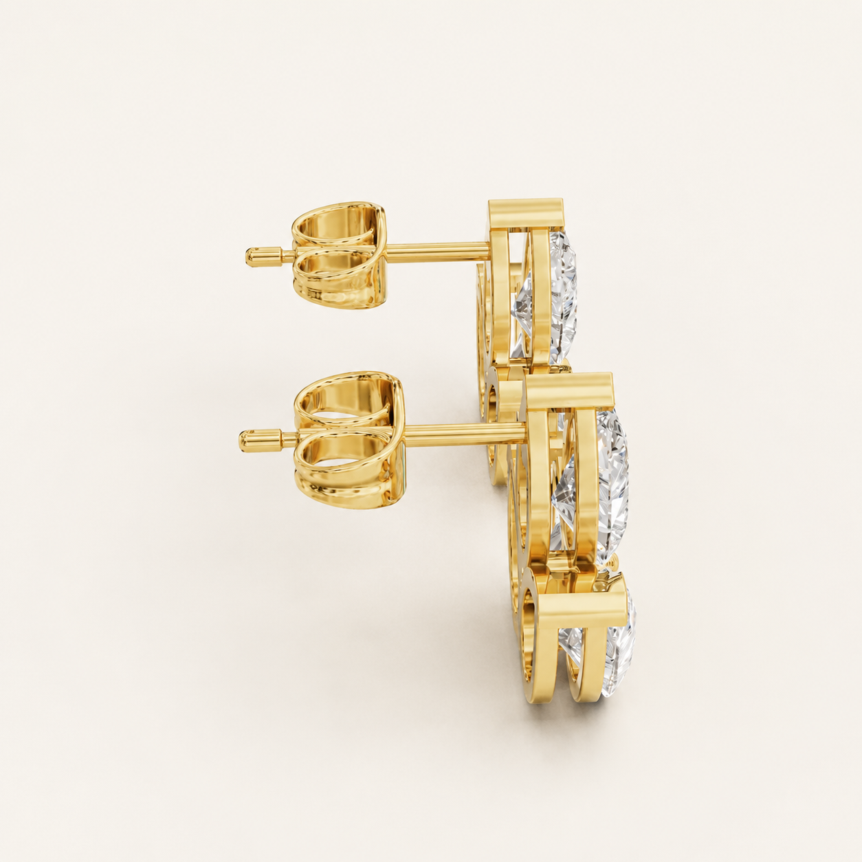 3.00 CT Pear-Cut Lab-Grown Diamond Floral Stud Earrings in White Gold, Yellow Gold & Rose Gold - view 2