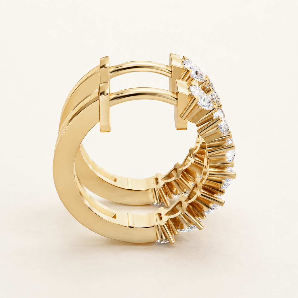 2.17 CT Heart-Cut Lab-Grown Diamond Hoop Earrings in White Gold, Yellow Gold & Rose Gold - view 2
