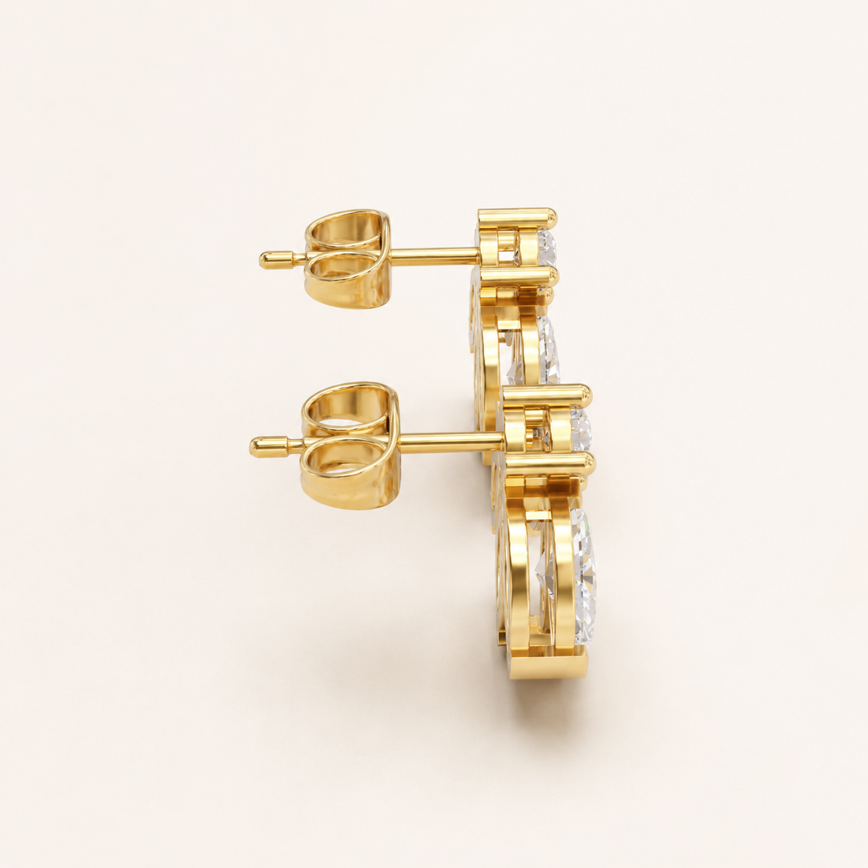 2.10 CT Marquise & Round Lab-Grown Diamond Floral Stud Earrings in White Gold, Yellow Gold & Rose Gold - view 2