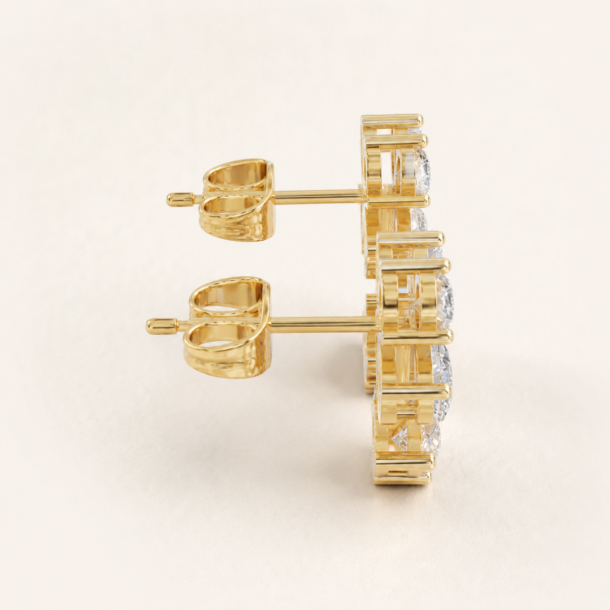1.60 CT Pear & Round Lab-Grown Diamond Floral Drop Stud Earrings in White Gold, Yellow Gold & Rose Gold - view 2