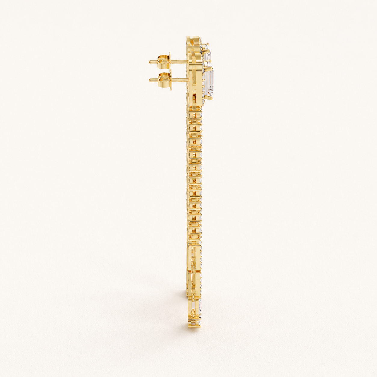 2.00 CT Emerald, Baguette & Round Lab-Grown Diamond Tassel Earrings in White Gold, Yellow Gold & Rose Gold - view 2