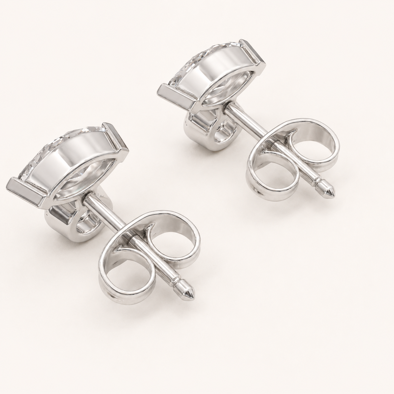0.900 CT Marquise & Round Lab-Grown Diamond Drop Stud Earrings in White Gold, Yellow Gold & Rose Gold - view 2