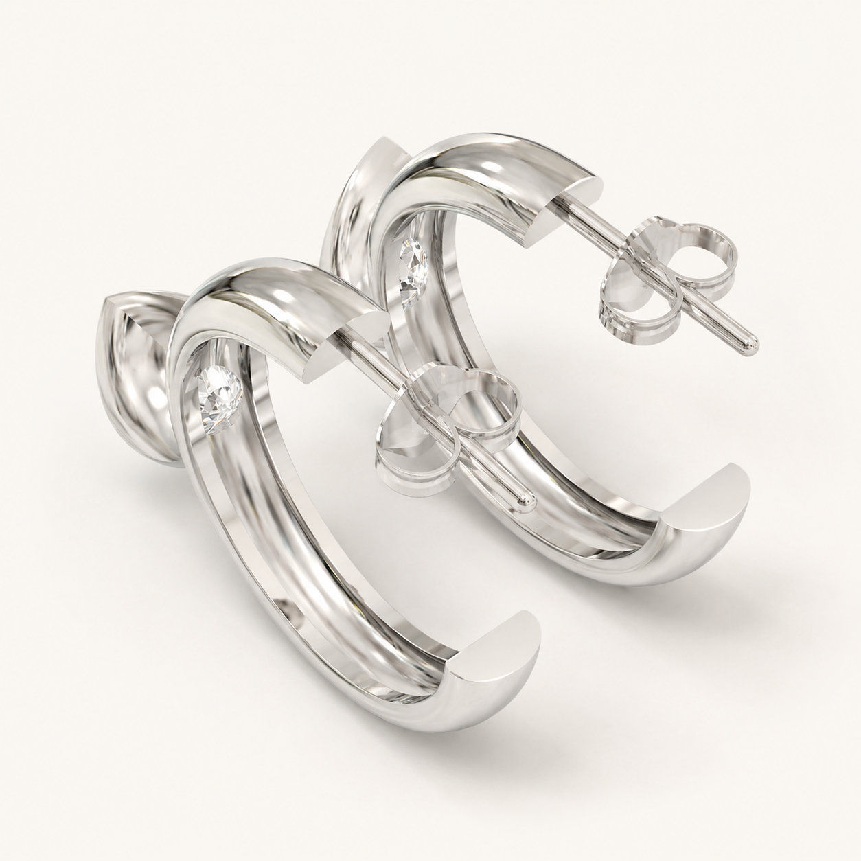2.00 CT Pear-Cut Lab-Grown Diamond Open Hoop Earrings in White Gold, Yellow Gold & Rose Gold - view 2