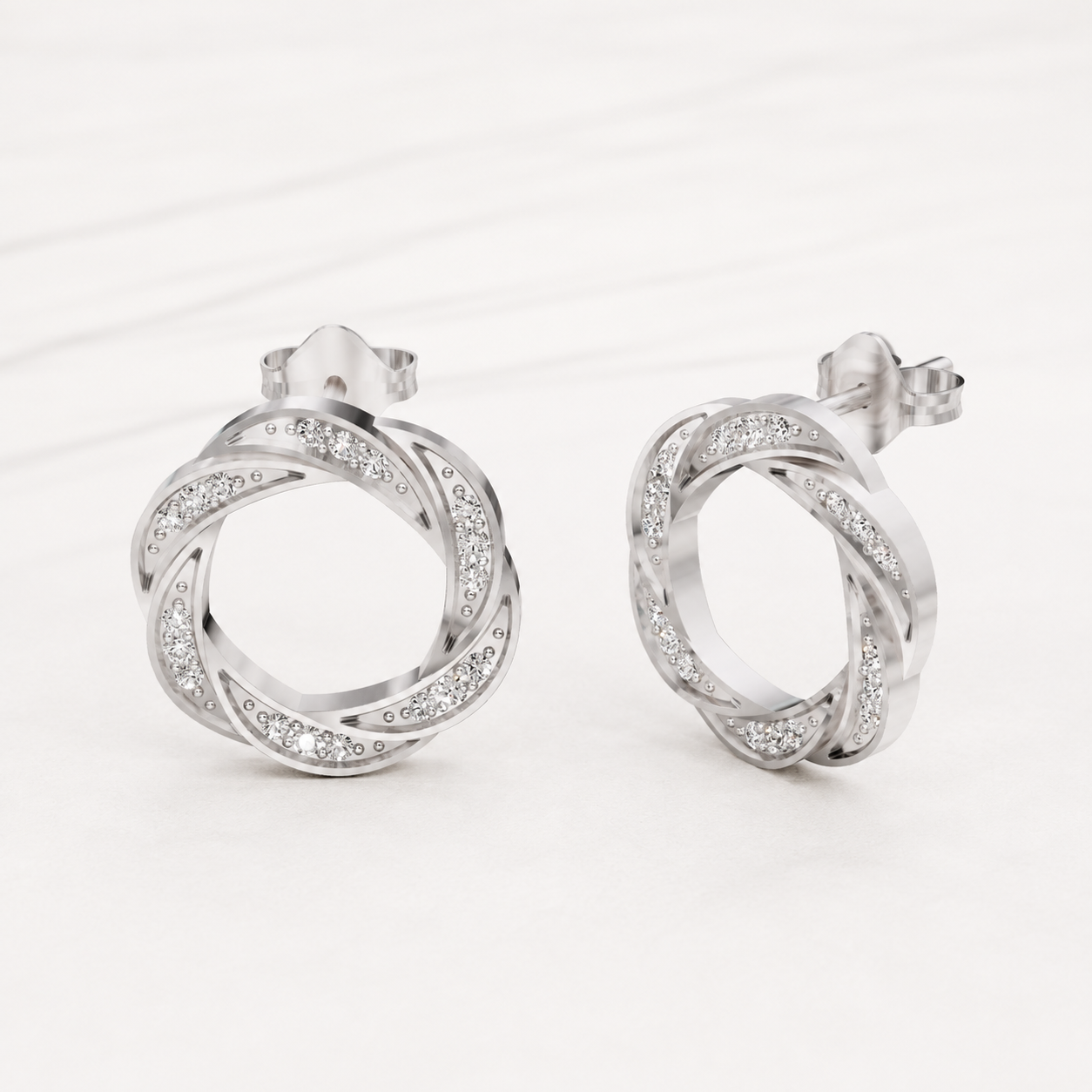 0.144 CT Round Lab-Grown Diamond Infinity Circle Stud Earrings in White Gold, Yellow Gold & Rose Gold