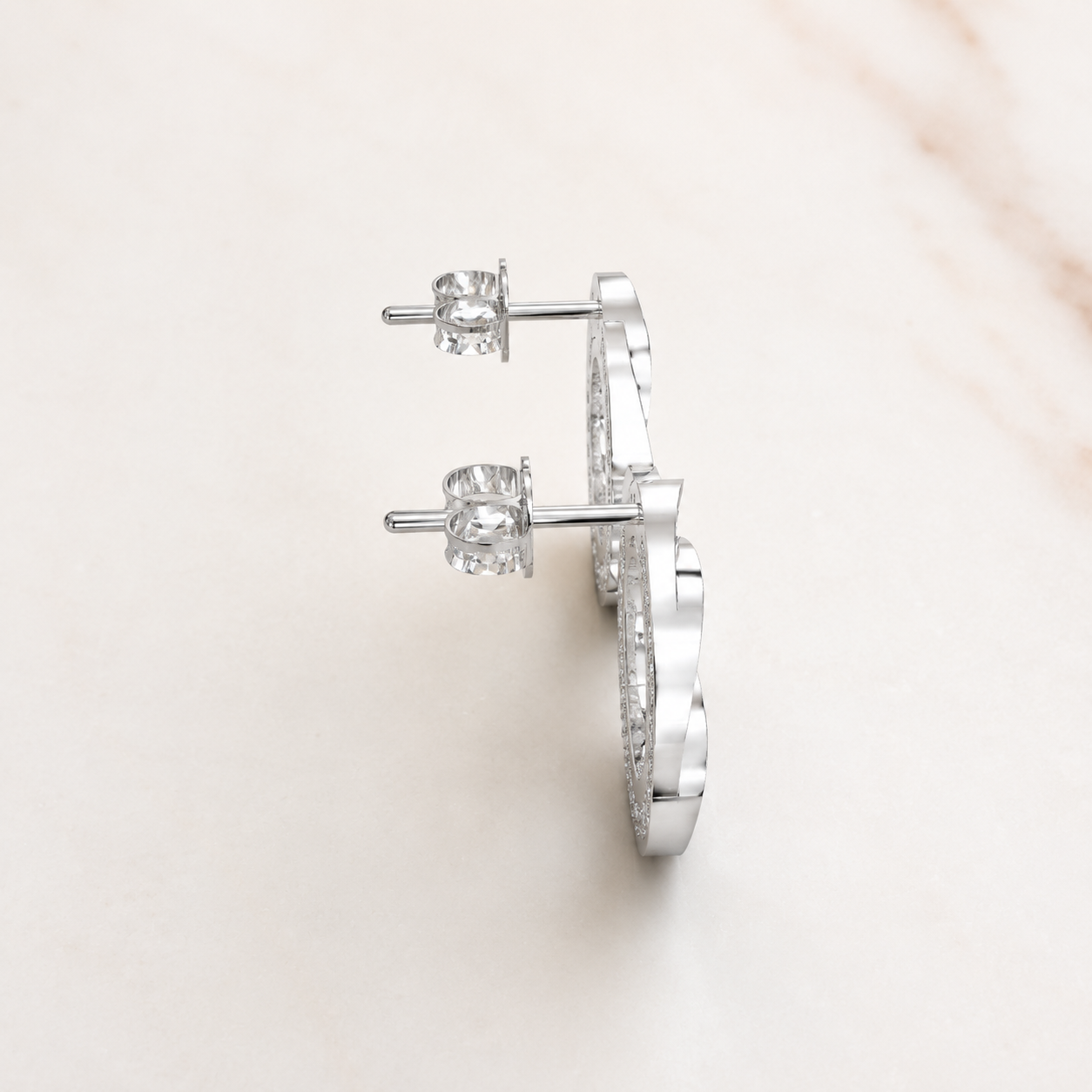 0.144 CT Round Lab-Grown Diamond Infinity Circle Stud Earrings in White Gold, Yellow Gold & Rose Gold - view 2