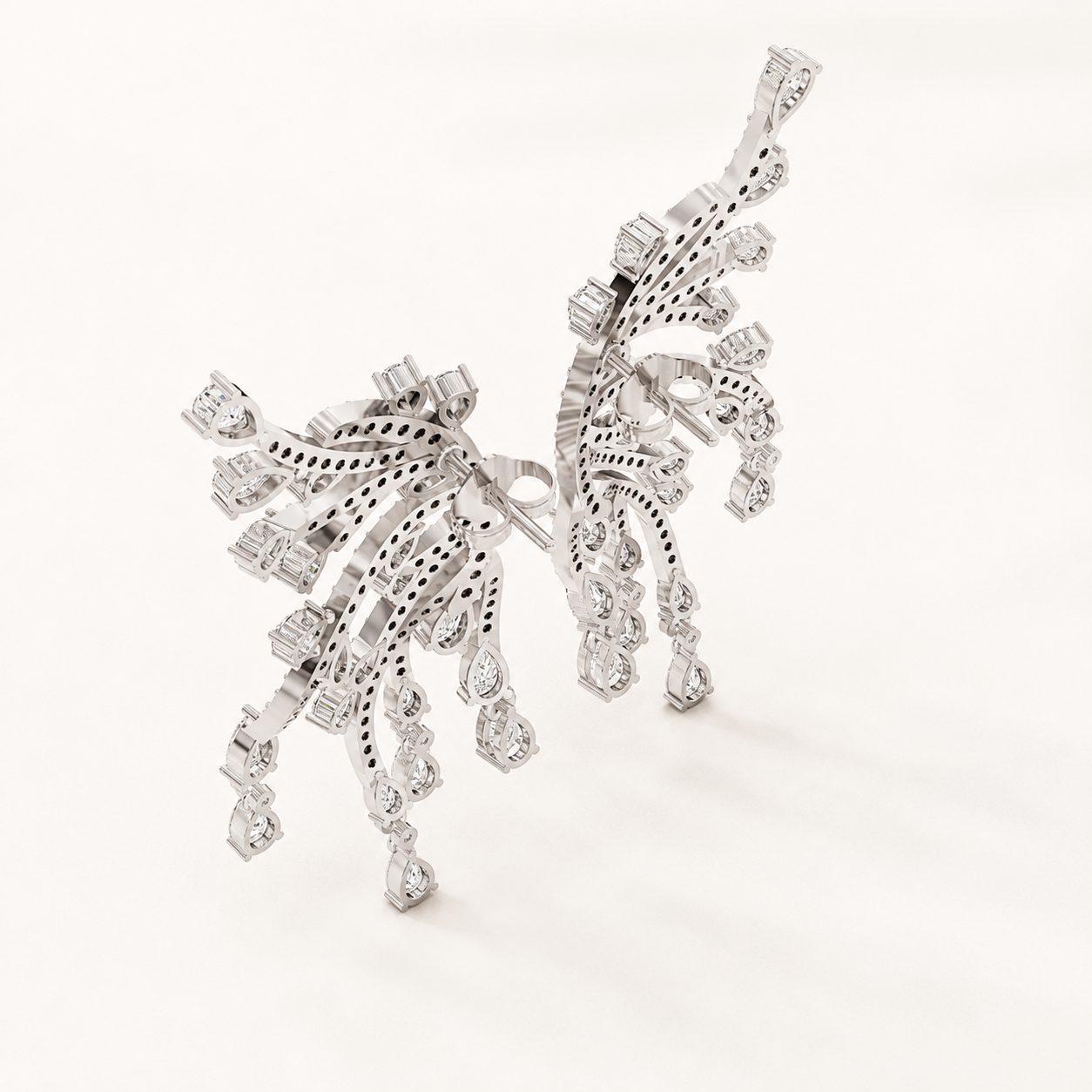1.98 CT Pear & Round Lab-Grown Diamond Branch Drop Earrings in White Gold, Yellow Gold & Rose Gold - view 2