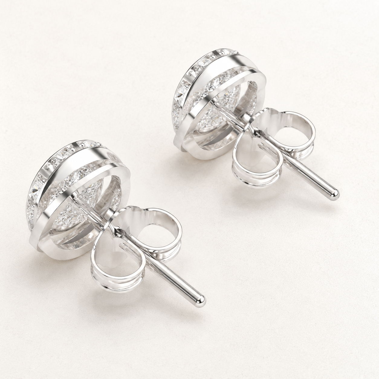 0.210 CT Round Lab-Grown Diamond Circular Floral Stud Earrings in White Gold, Yellow Gold & Rose Gold - view 2