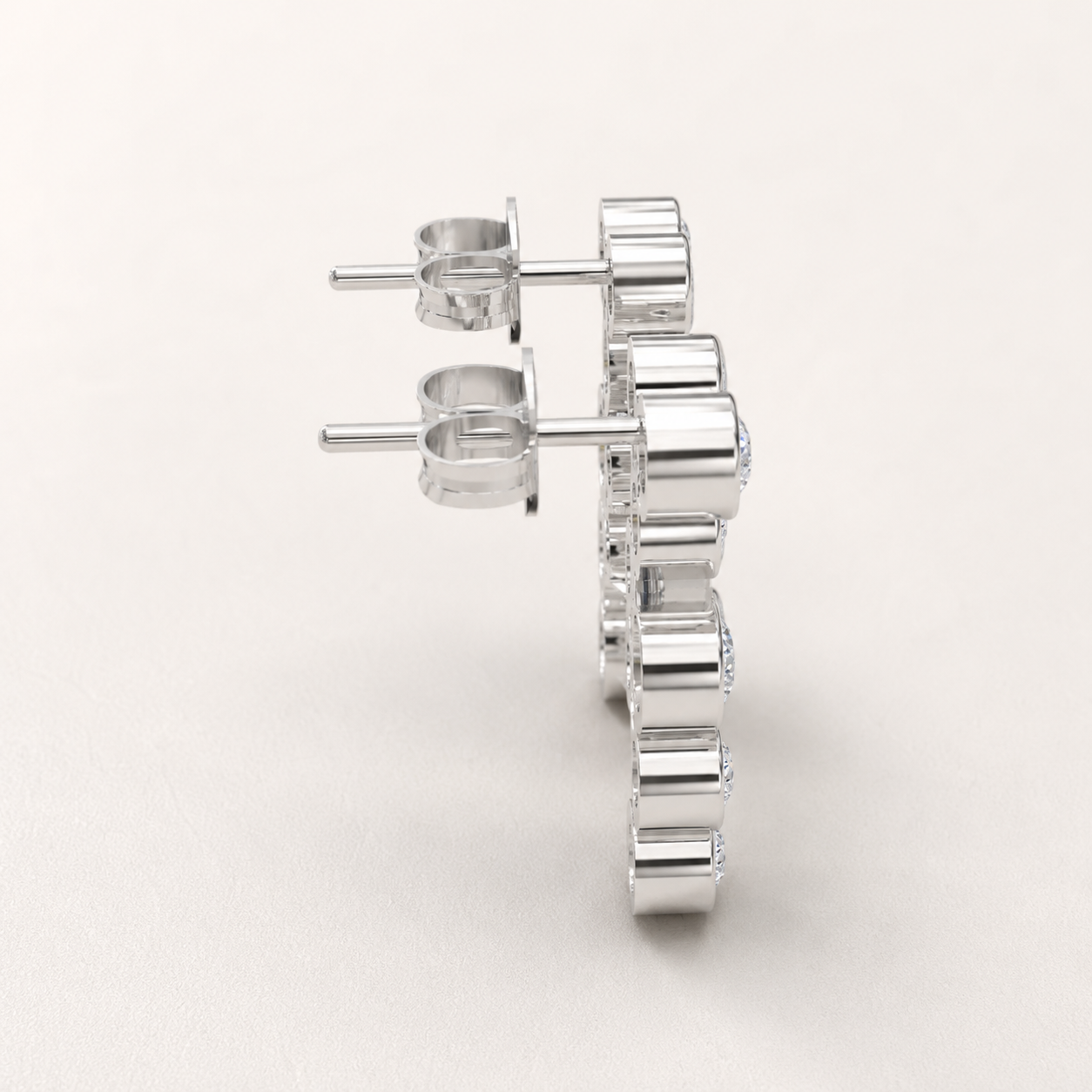0.480 CT Round Lab-Grown Diamond Bezel Cluster Drop Earrings in White Gold, Yellow Gold & Rose Gold - view 2