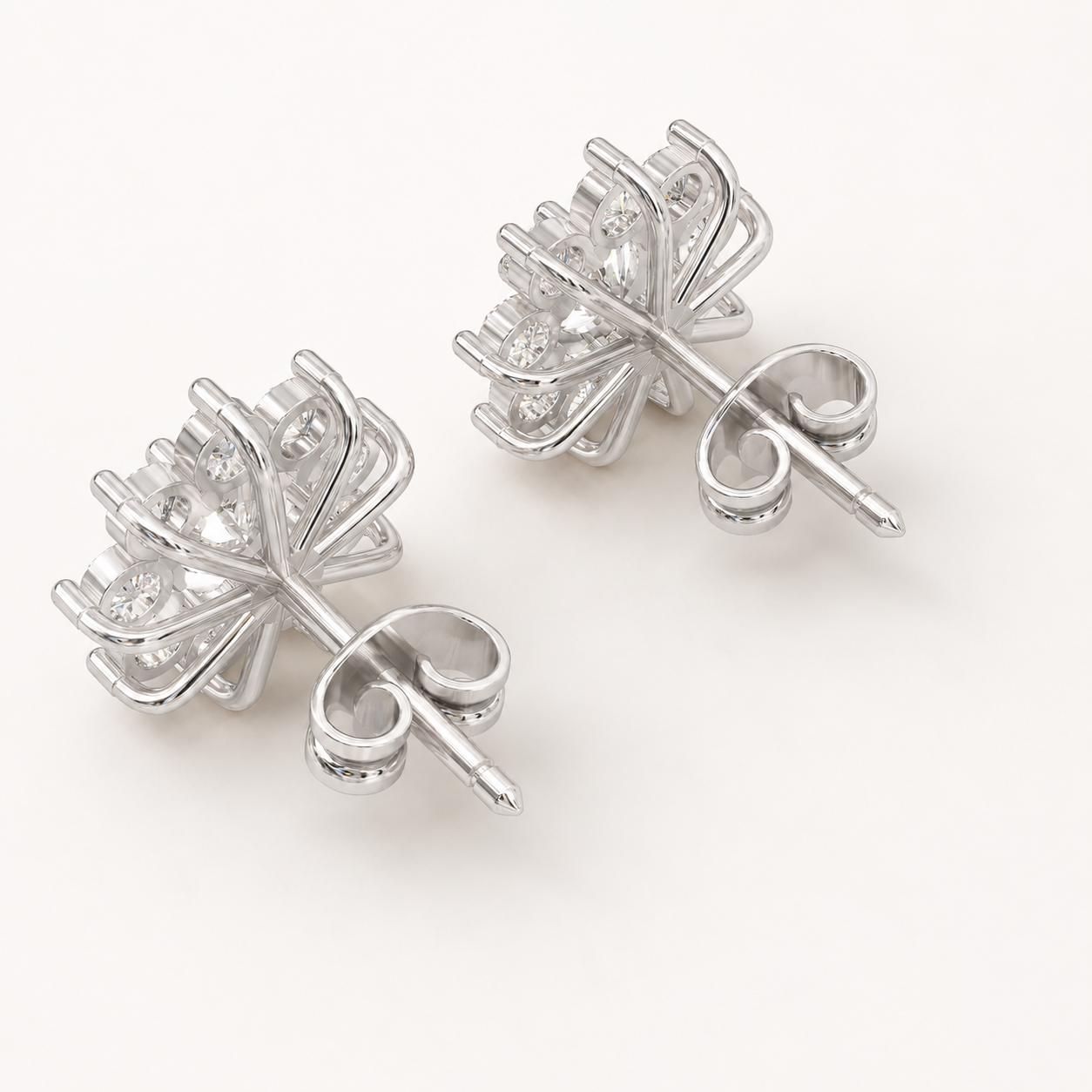 1.00 CT Round Lab-Grown Diamond Floral Halo Stud Earrings in White Gold, Yellow Gold & Rose Gold - view 2