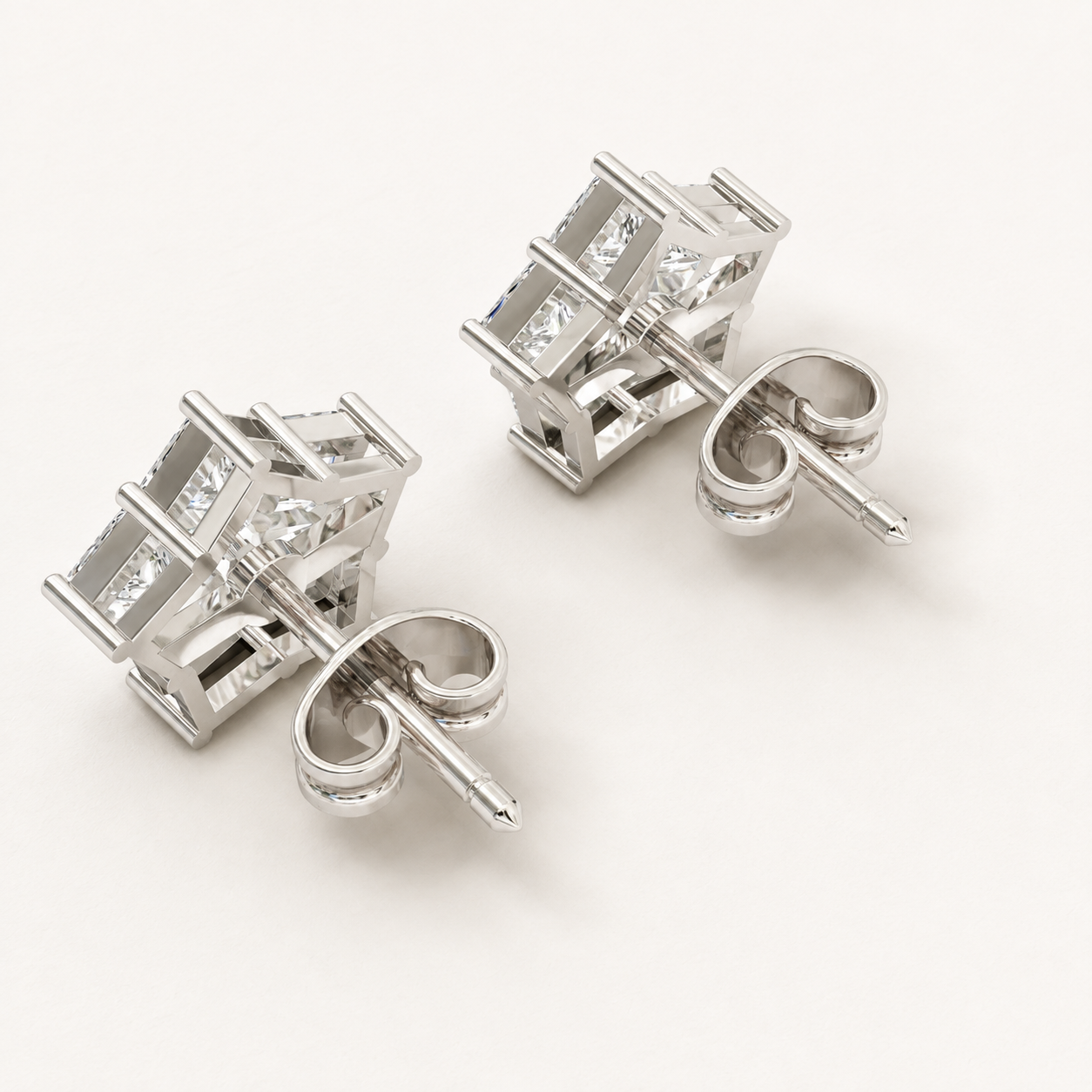 1.70 CT Princess-Cut Lab-Grown Diamond Star Stud Earrings in White Gold, Yellow Gold & Rose Gold - view 2