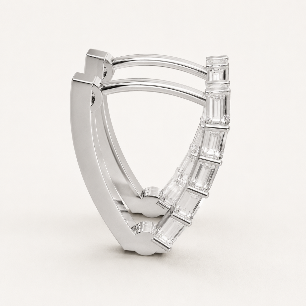 0.240 CT Baguette-Cut Lab-Grown Diamond Hoop Earrings in White Gold, Yellow Gold & Rose Gold - view 2