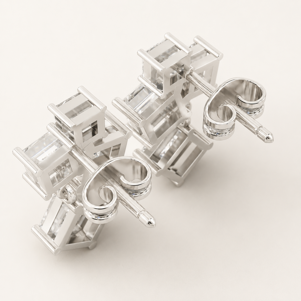 1.50 CT Princess-Cut Lab-Grown Diamond Cluster Drop Earrings in White Gold, Yellow Gold & Rose Gold - view 2