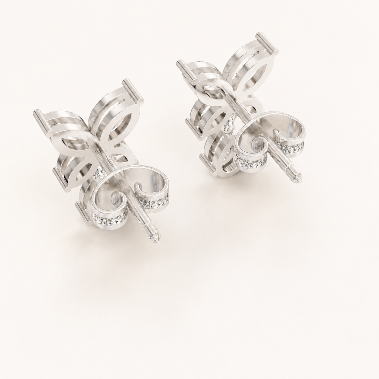 0.500 CT Pear & Marquise Lab-Grown Diamond Butterfly Drop Earrings in White Gold, Yellow Gold & Rose Gold - view 2