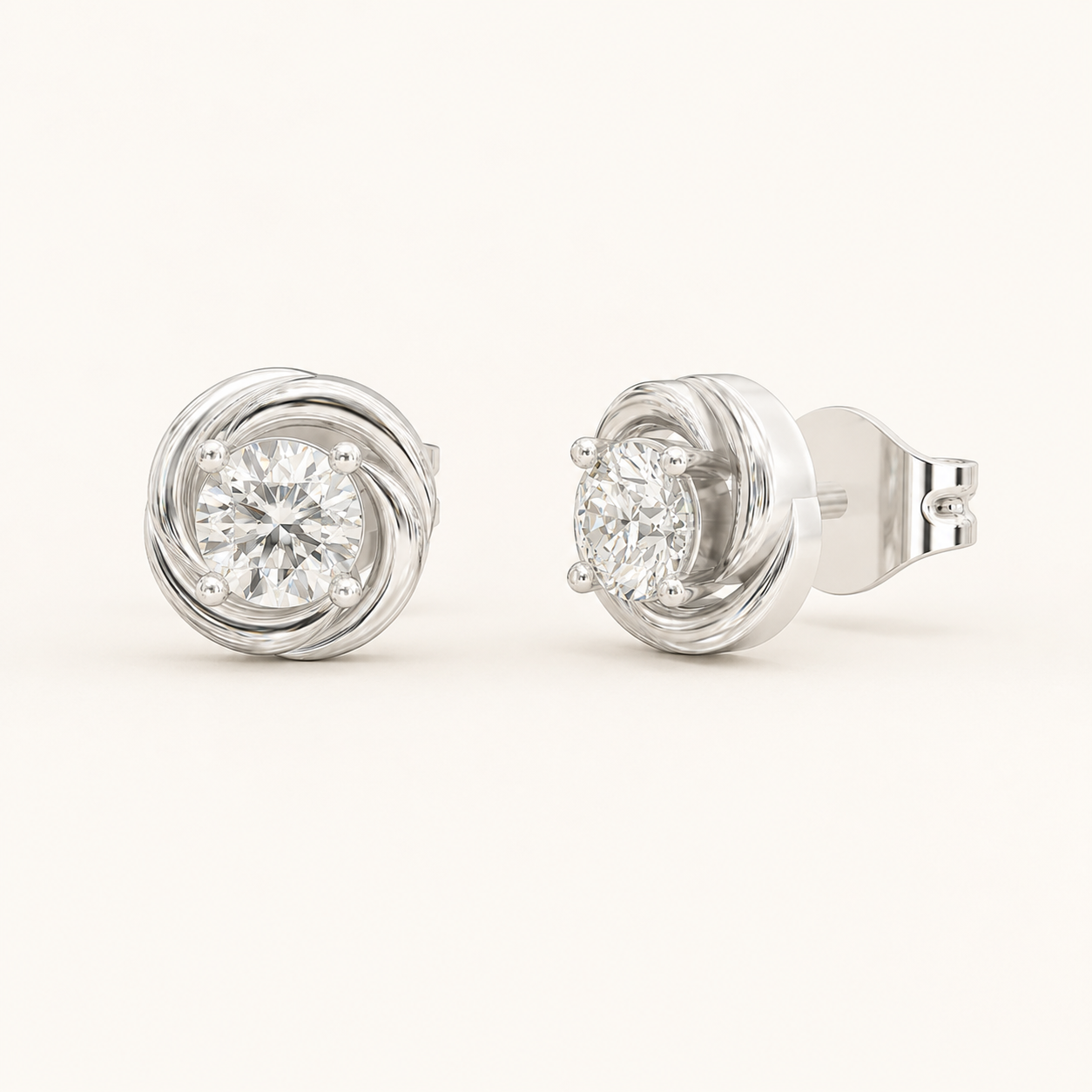 0.460 CT Round Lab-Grown Diamond Stud Earrings in White Gold, Yellow Gold & Rose Gold