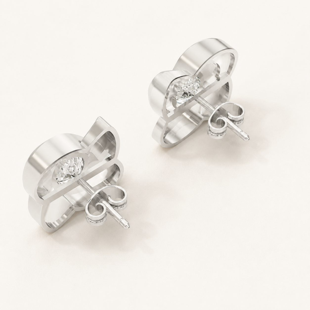 1.84 CT Round Lab-Grown Diamond Knot Stud Earrings in White Gold, Yellow Gold & Rose Gold - view 2