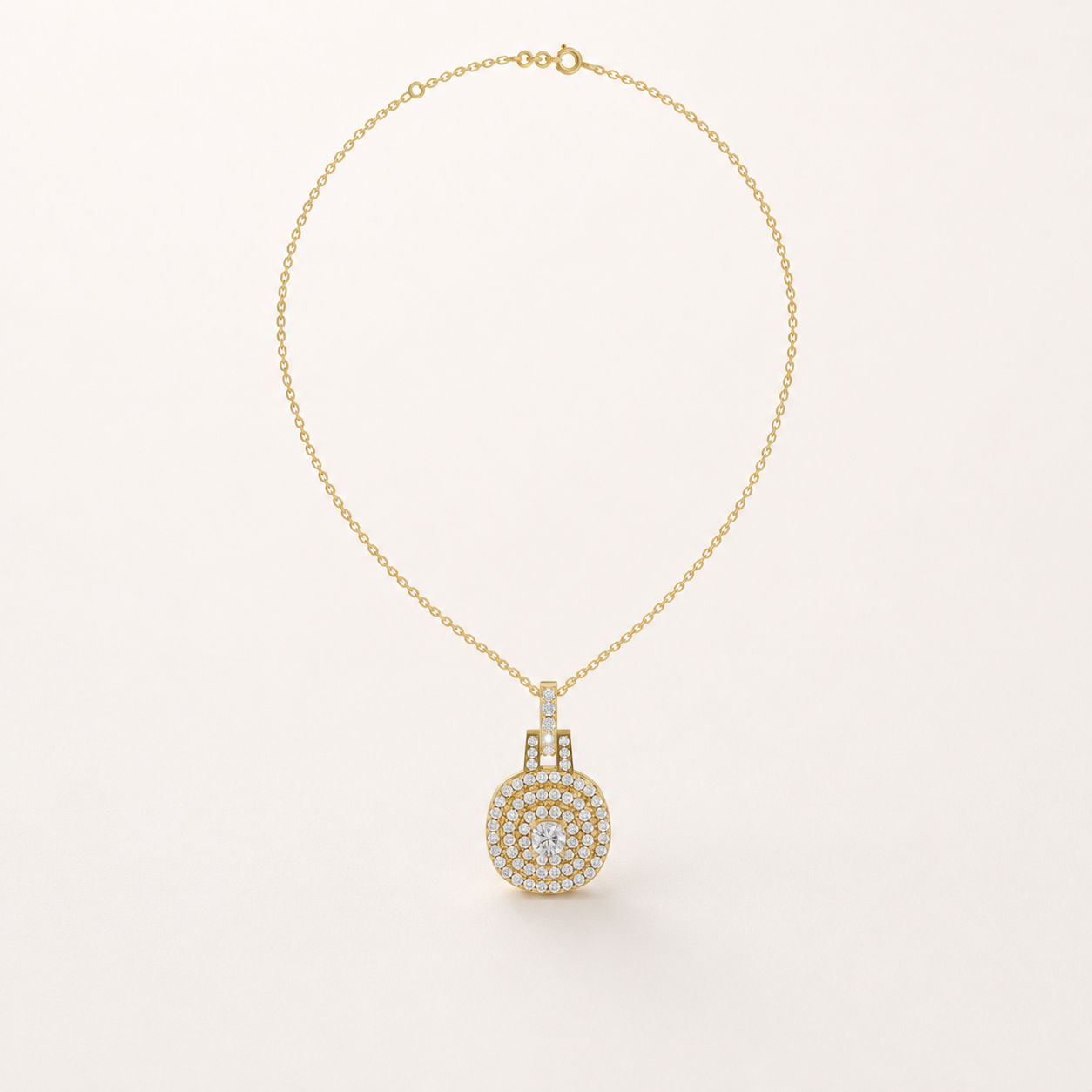 0.496 CT Round Lab-Grown Diamond Halo Pendant Necklace in White Gold, Yellow Gold & Rose Gold - view 2