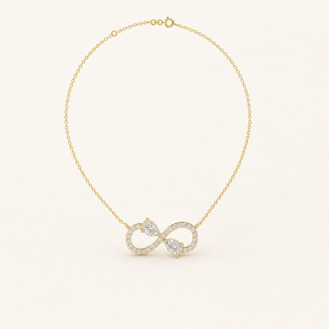 0.500 CT Pear Lab-Grown Diamond Infinity Necklace in White Gold, Yellow Gold & Rose Gold - view 2