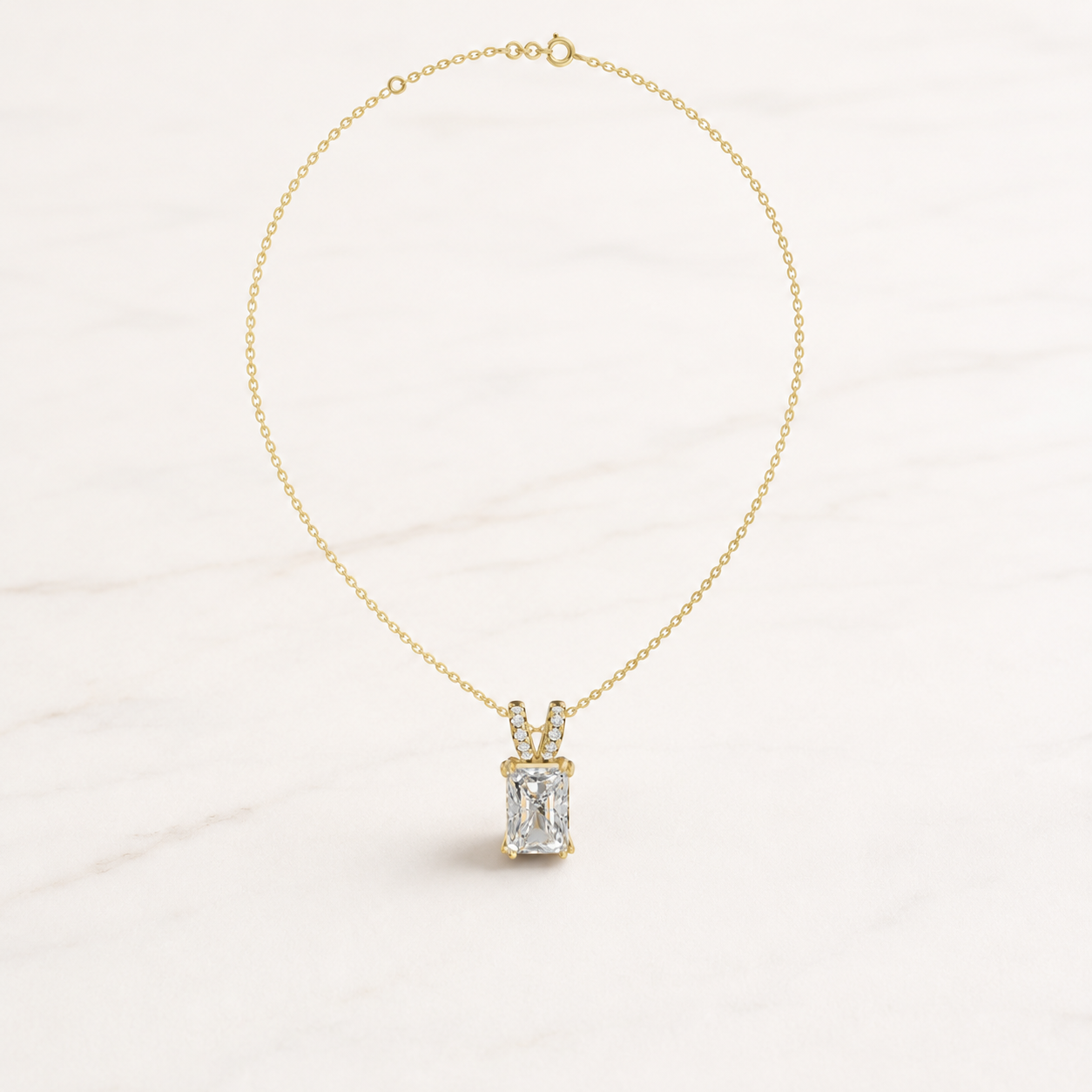 2.29 CT Radiant Cut Lab-Grown Diamond Solitaire Pendant Necklace in White Gold, Yellow Gold & Rose Gold - view 2