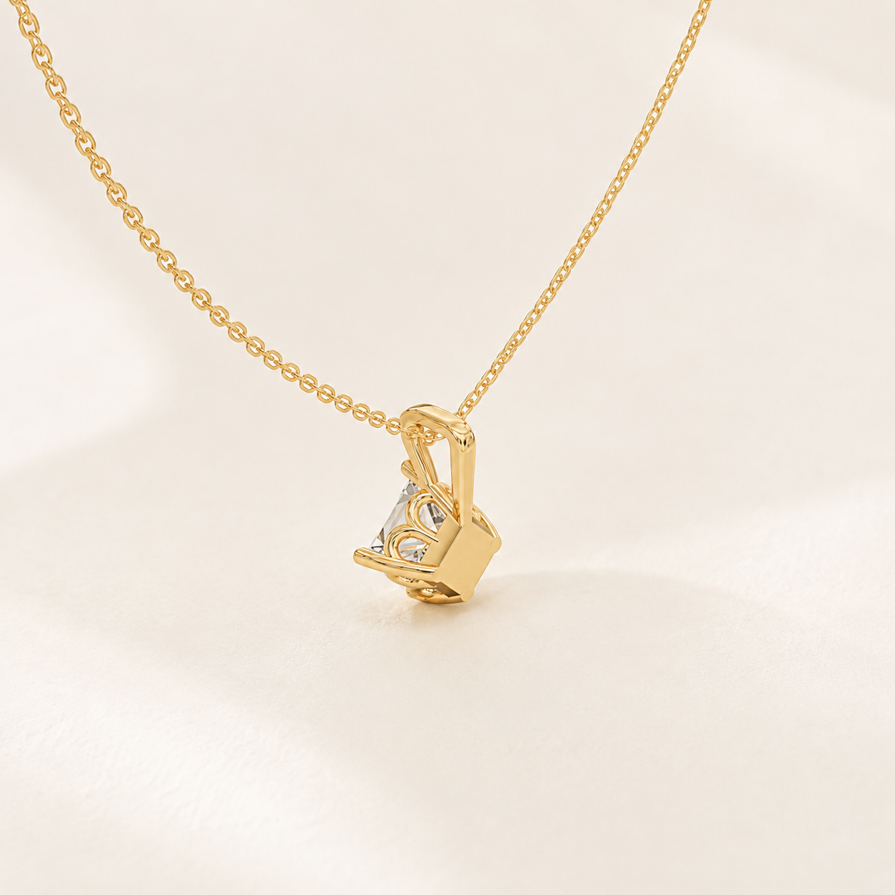 1.00 CT Princess Cut Lab-Grown Diamond Solitaire Pendant Necklace in White Gold, Yellow Gold & Rose Gold - view 2