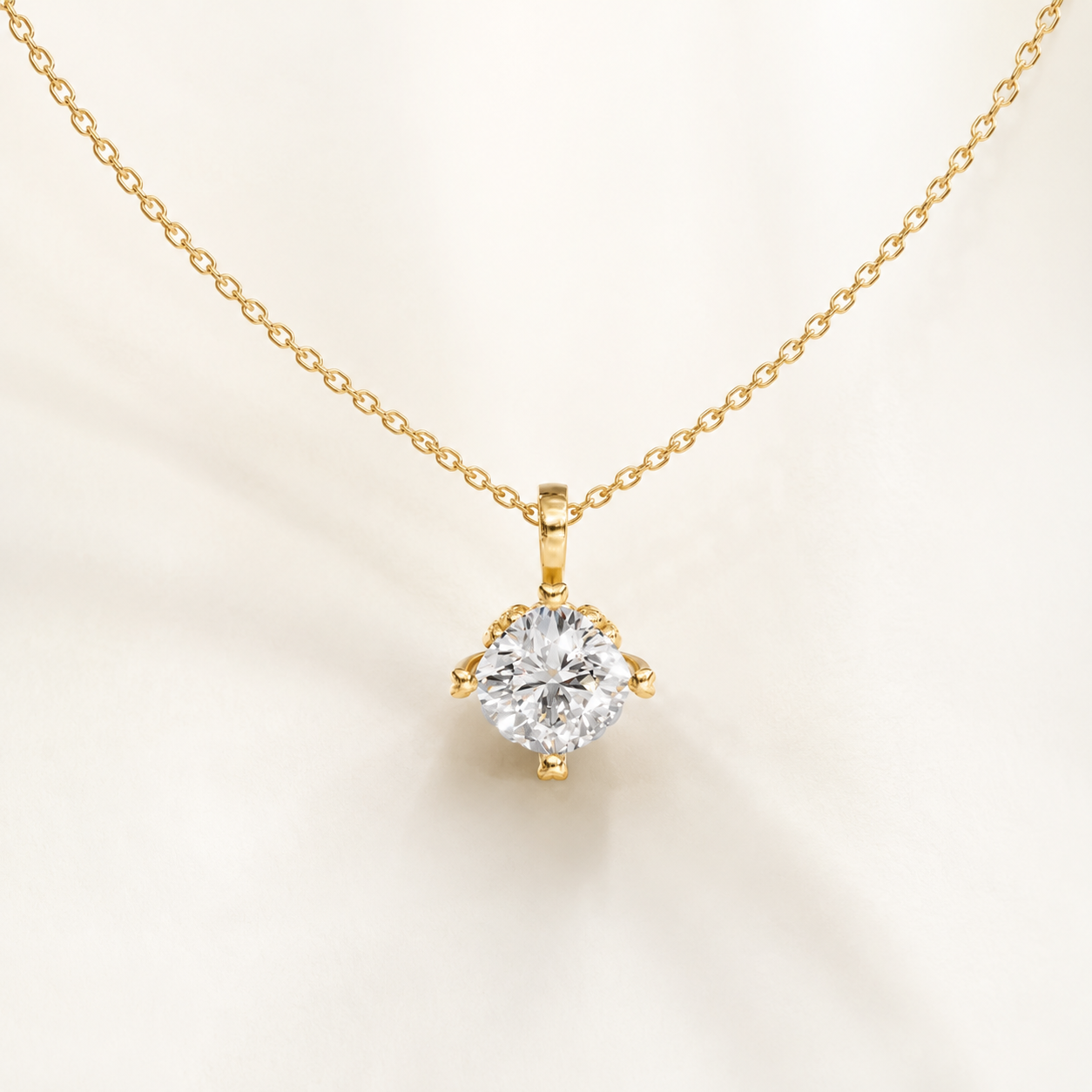 1.00 CT Round Lab-Grown Diamond Solitaire Pendant Necklace in White Gold, Yellow Gold & Rose Gold